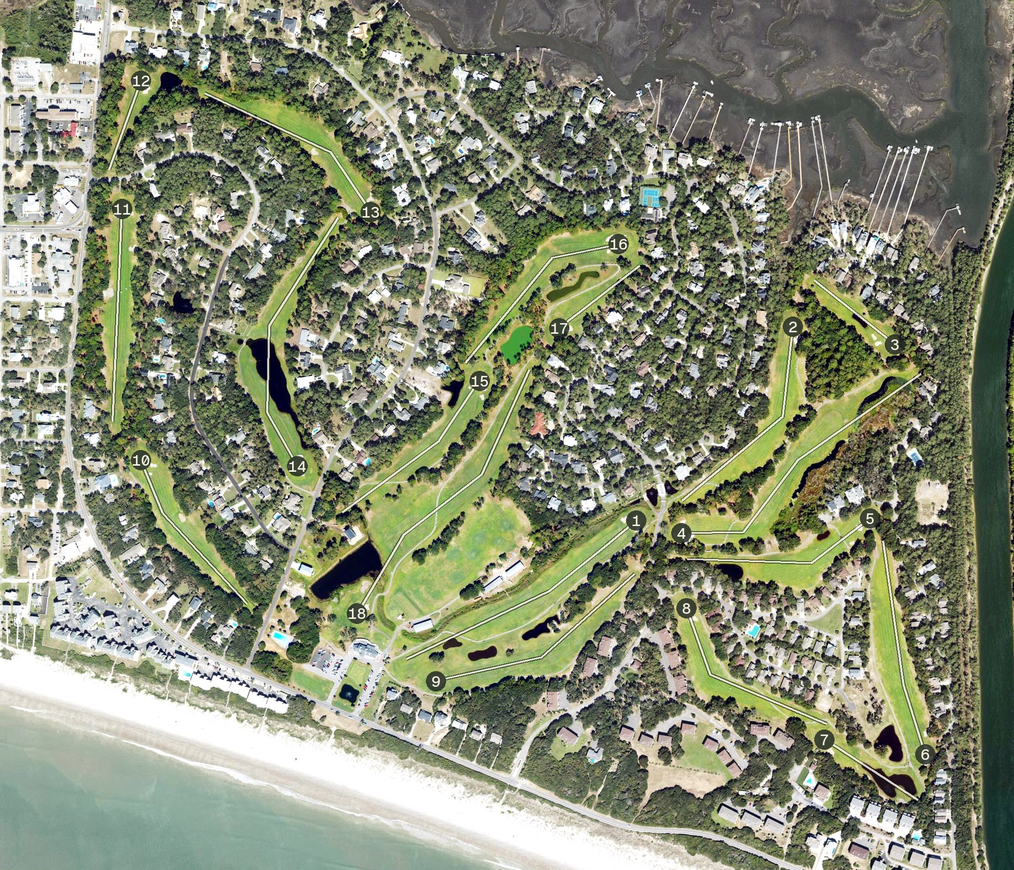 Aerial view of Oak Island Golf Club, NC