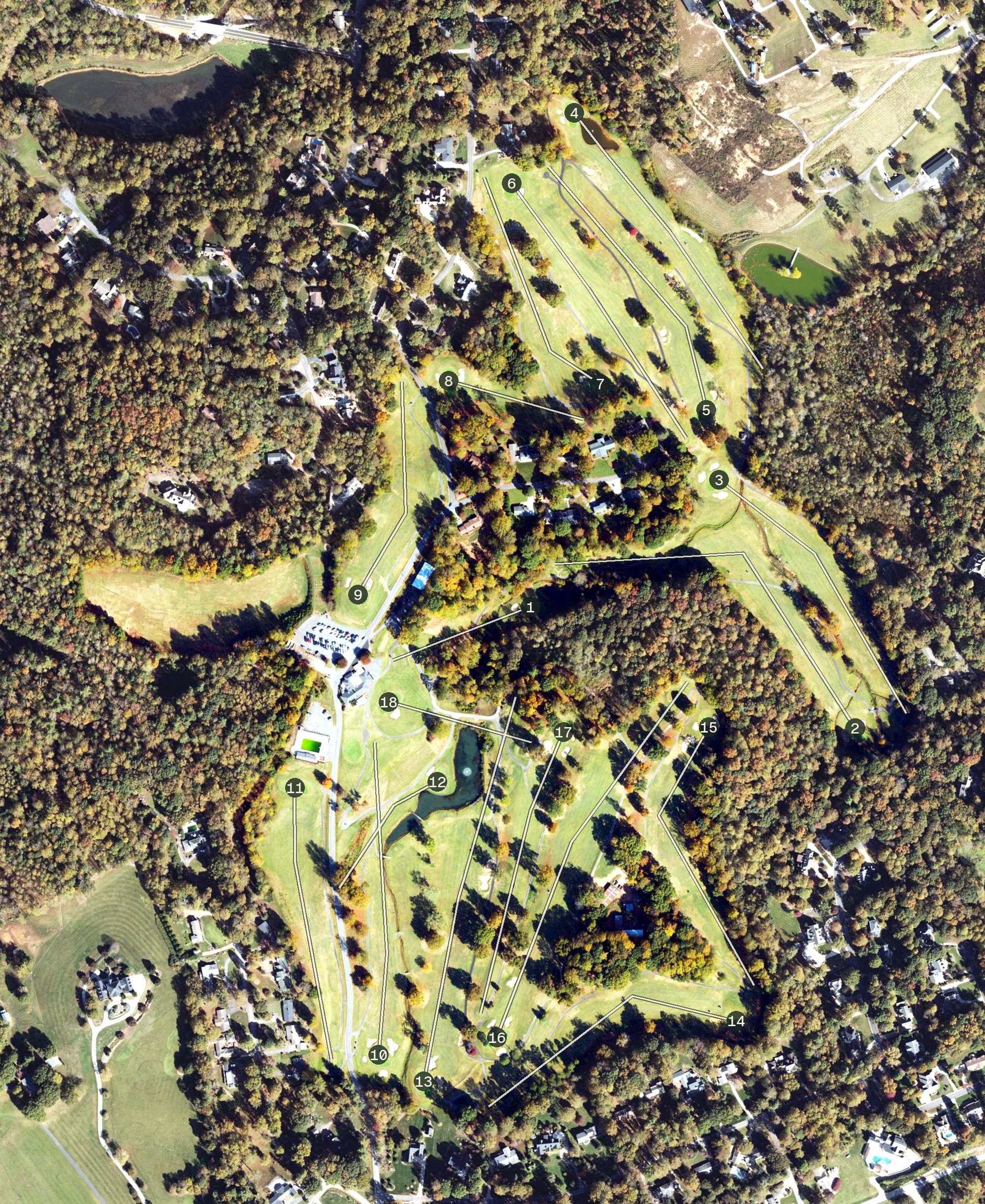 Aerial view of Oakwoods Country Club, NC