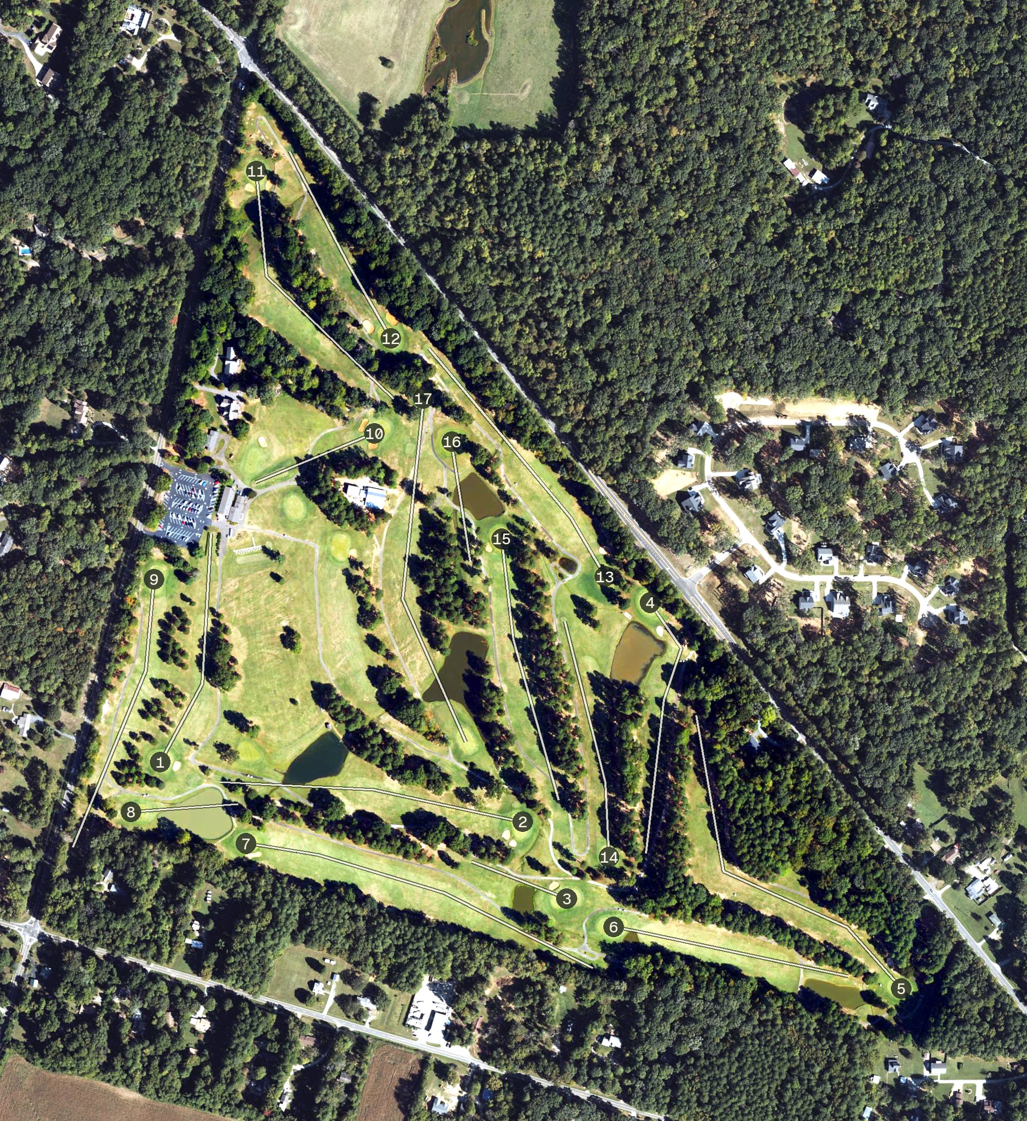 Aerial view of Occoneechee Golf Club, NC