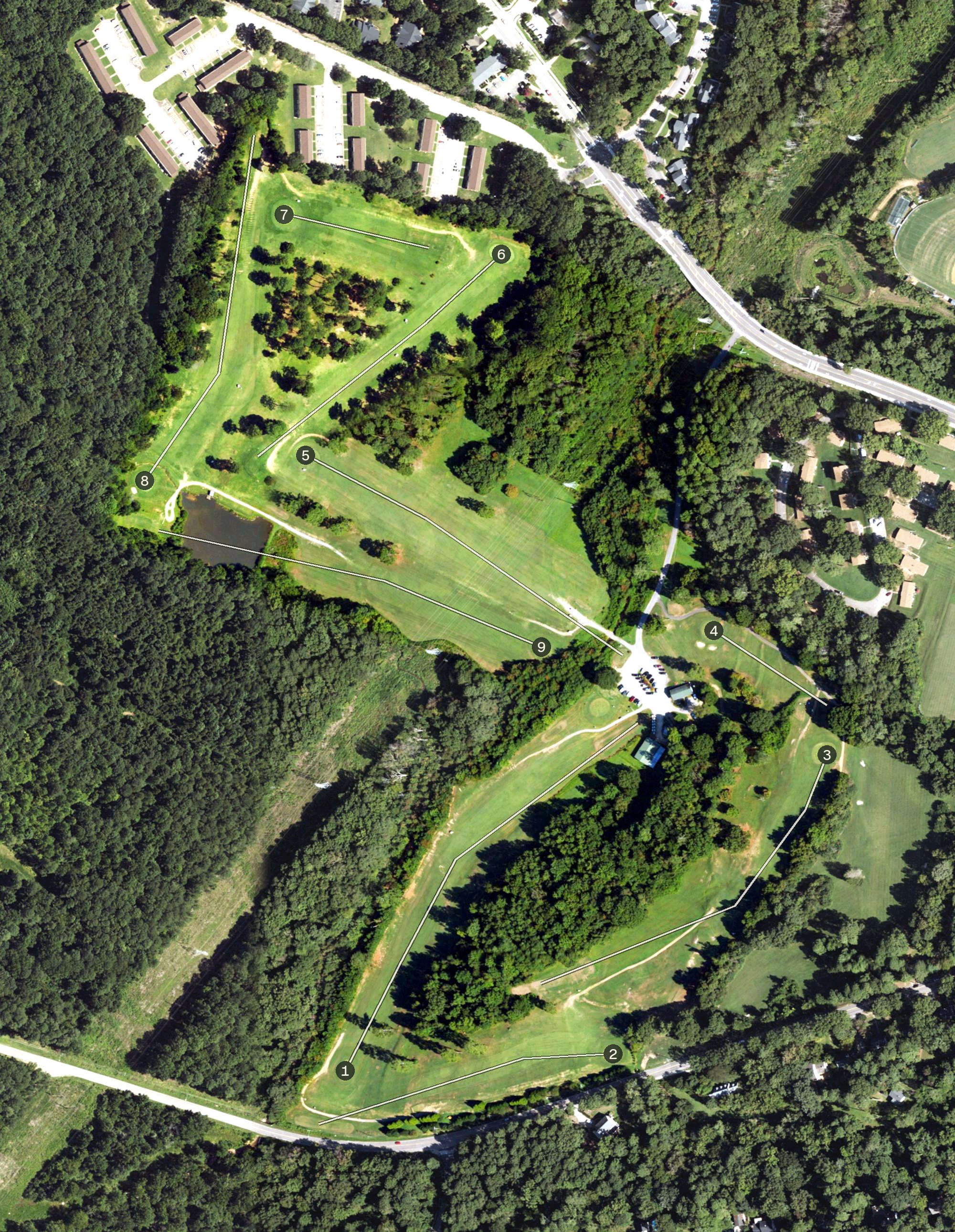 Aerial view of Paschal Golf Club, NC