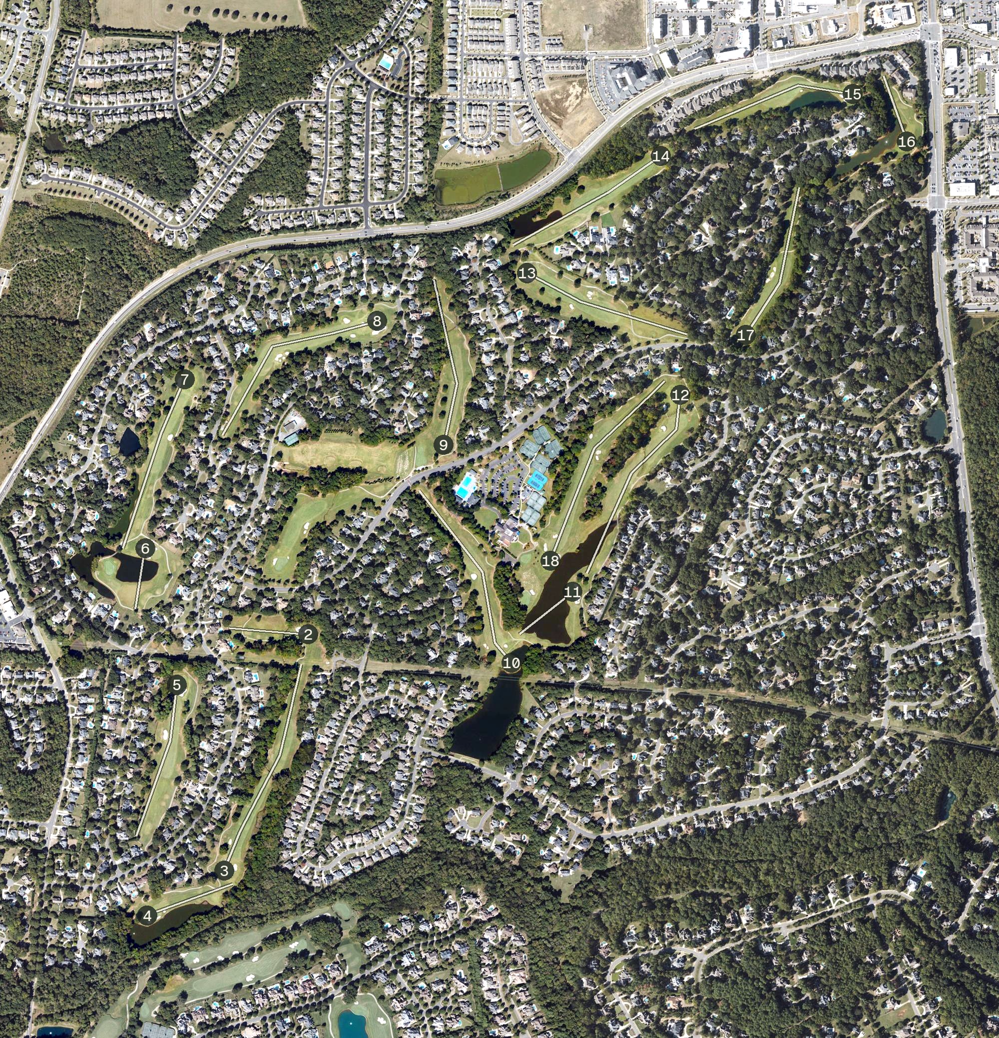 Aerial view of Providence Country Club, NC