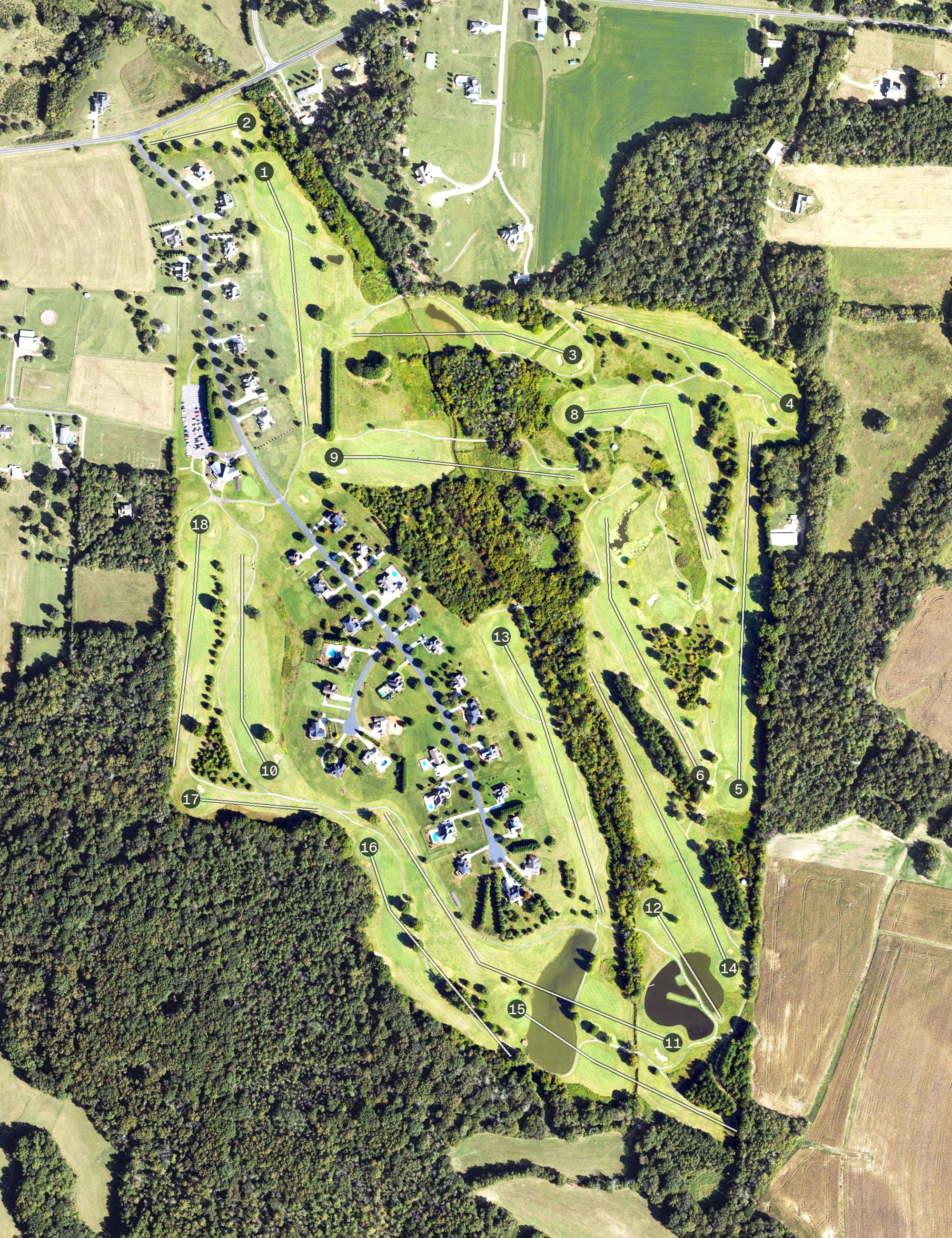 Aerial view of Pudding Ridge Golf Club, NC