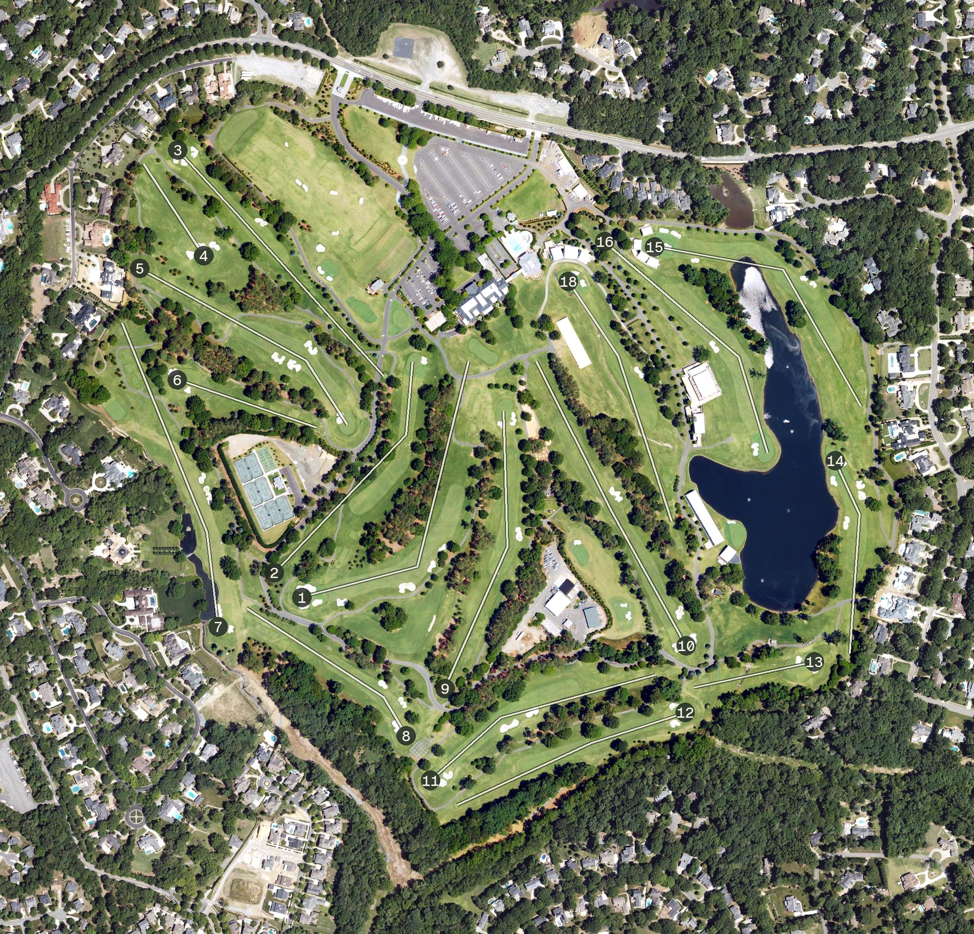 Aerial view of Quail Hollow Club, NC