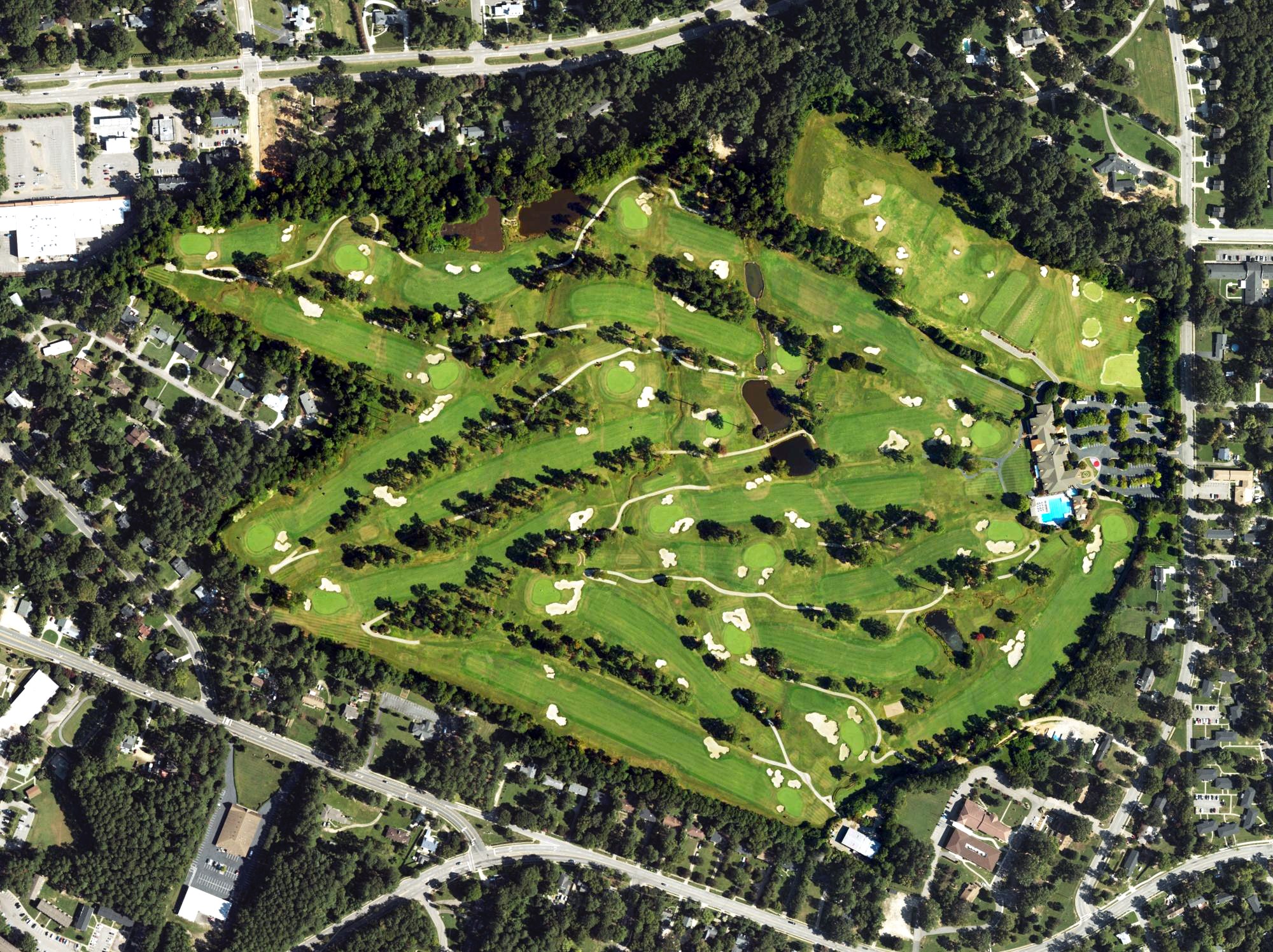 Aerial view of Raleigh Country Club, NC