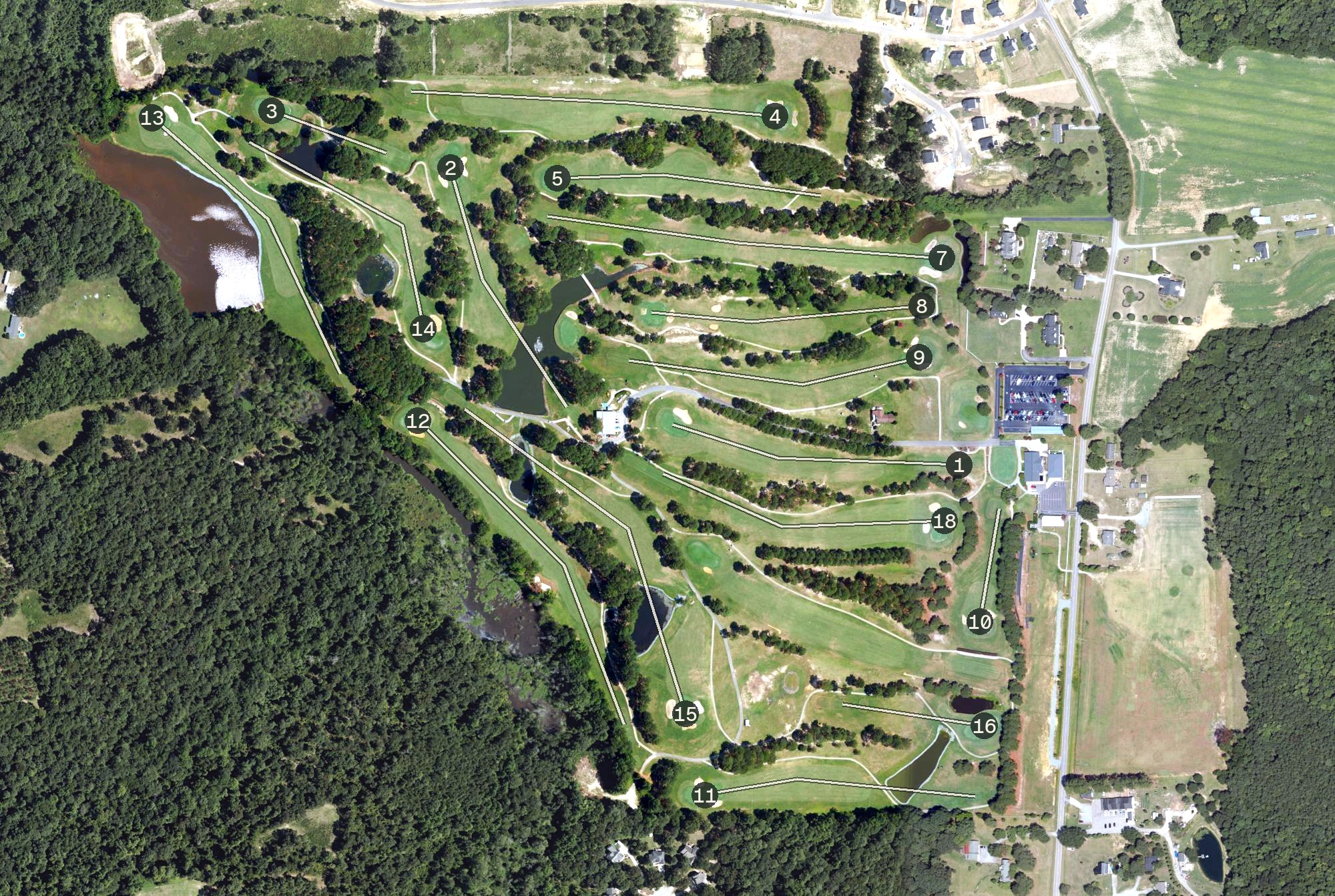 Aerial view of Reedy Creek Golf Course, NC