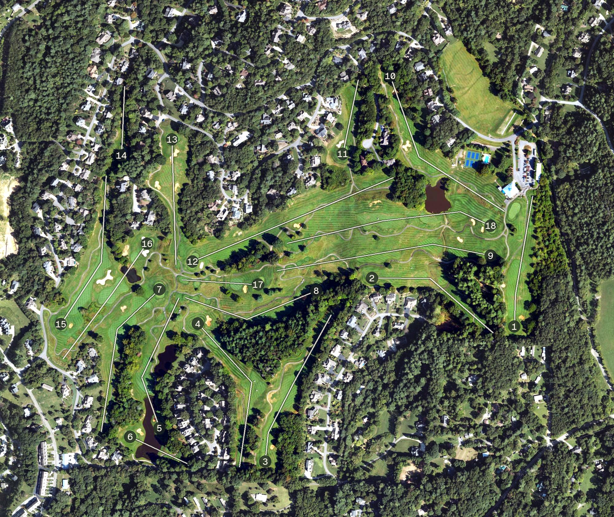 Aerial view of Reems Creek Golf Club, NC