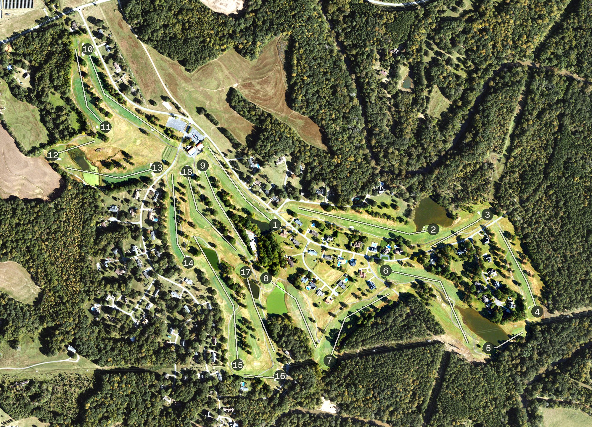 Aerial view of Riverbend YMCA Golf Club, NC