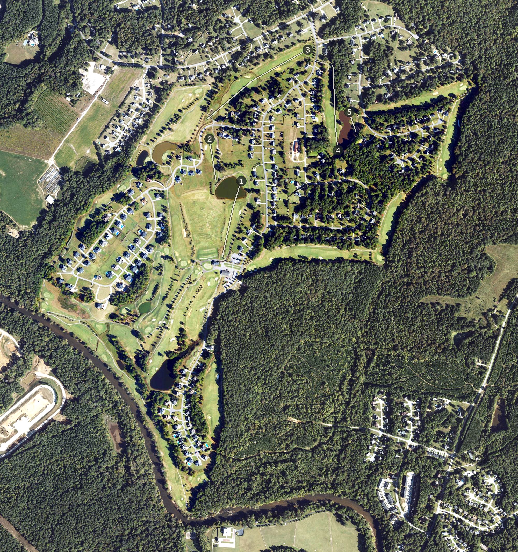 Aerial view of Riverwood Golf Club, NC