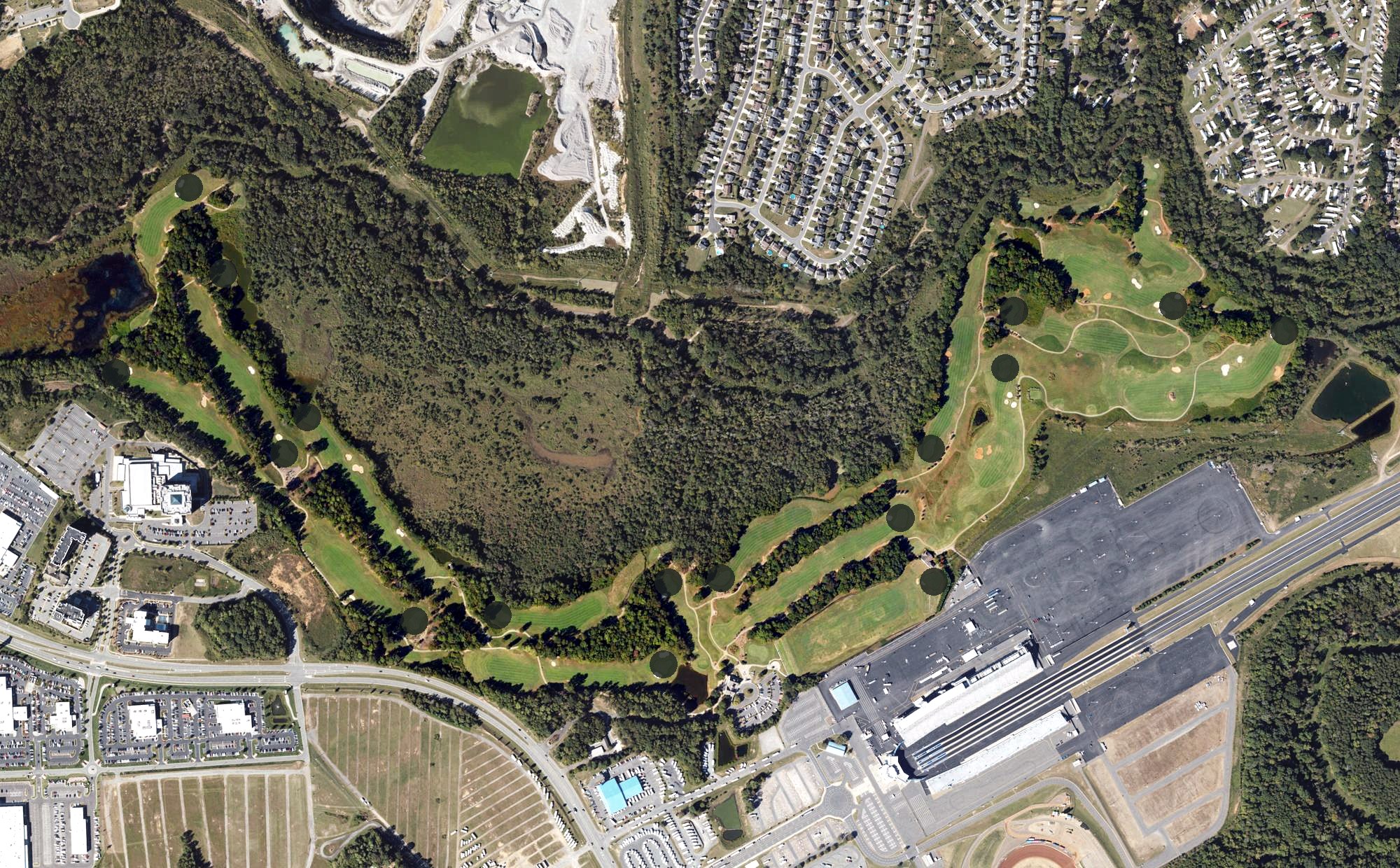 Aerial view of Rocky River Golf Club, NC