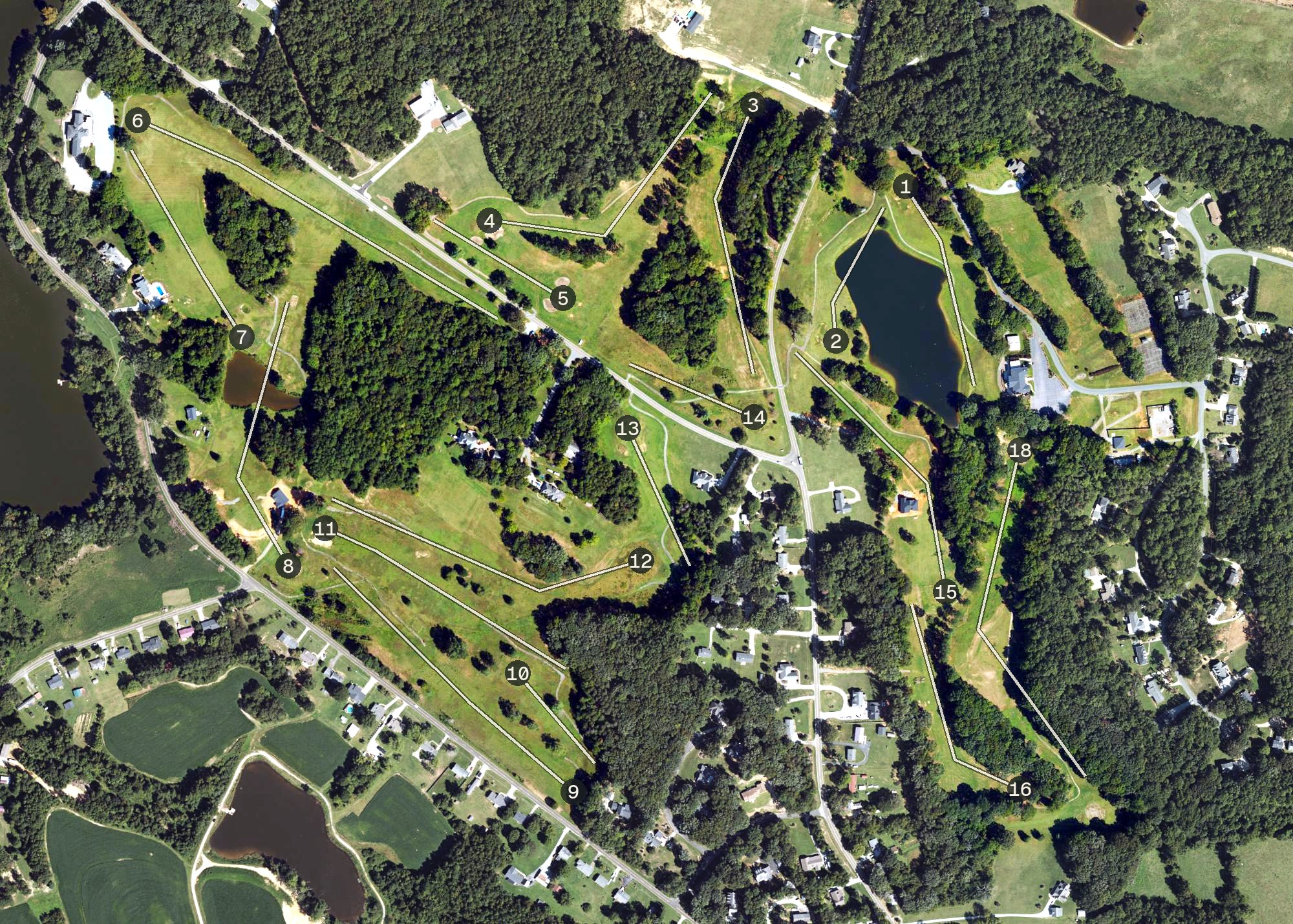 Aerial view of Roxboro Country Club, NC