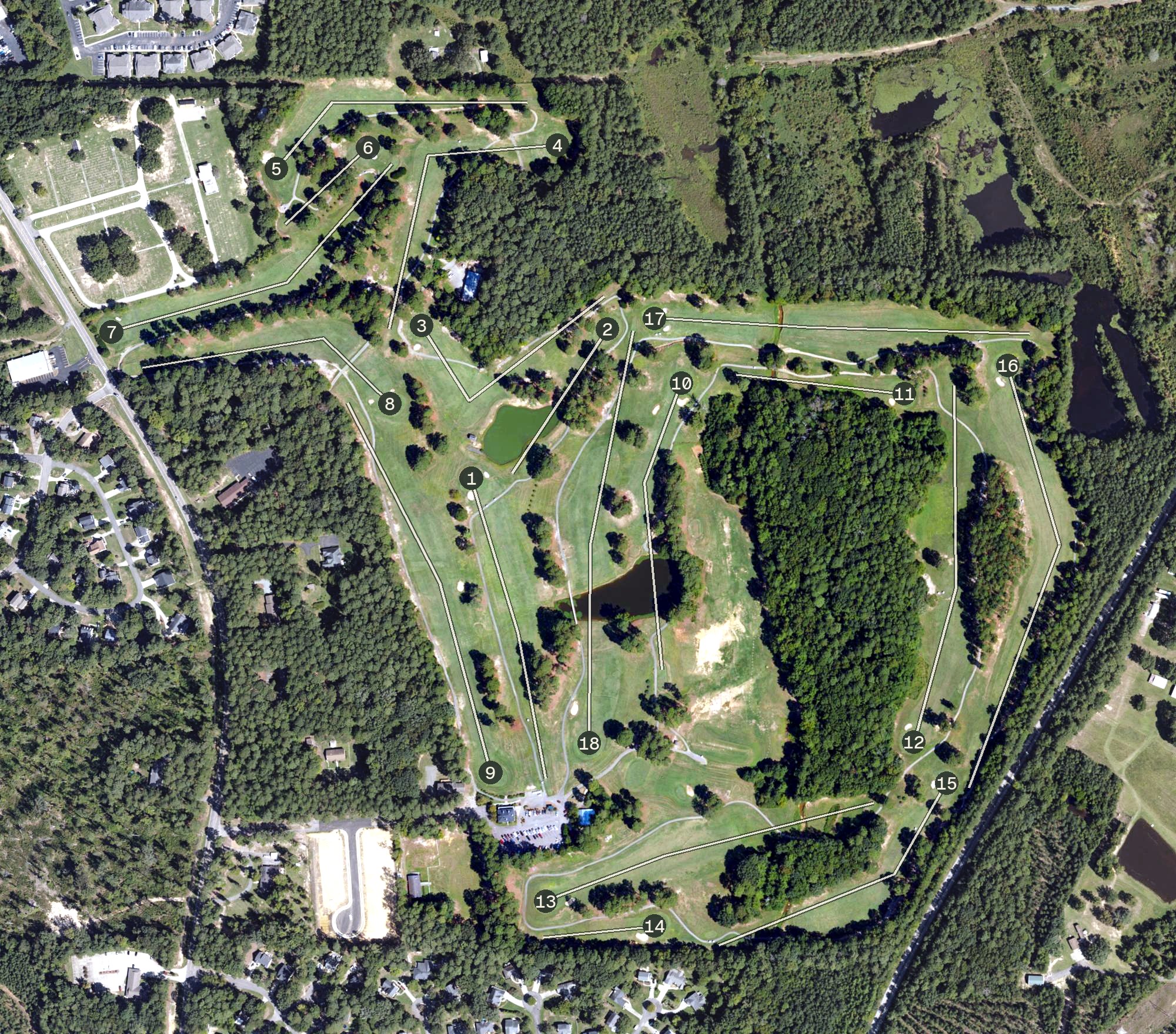 Aerial view of Sanford Municipal Golf Course, NC