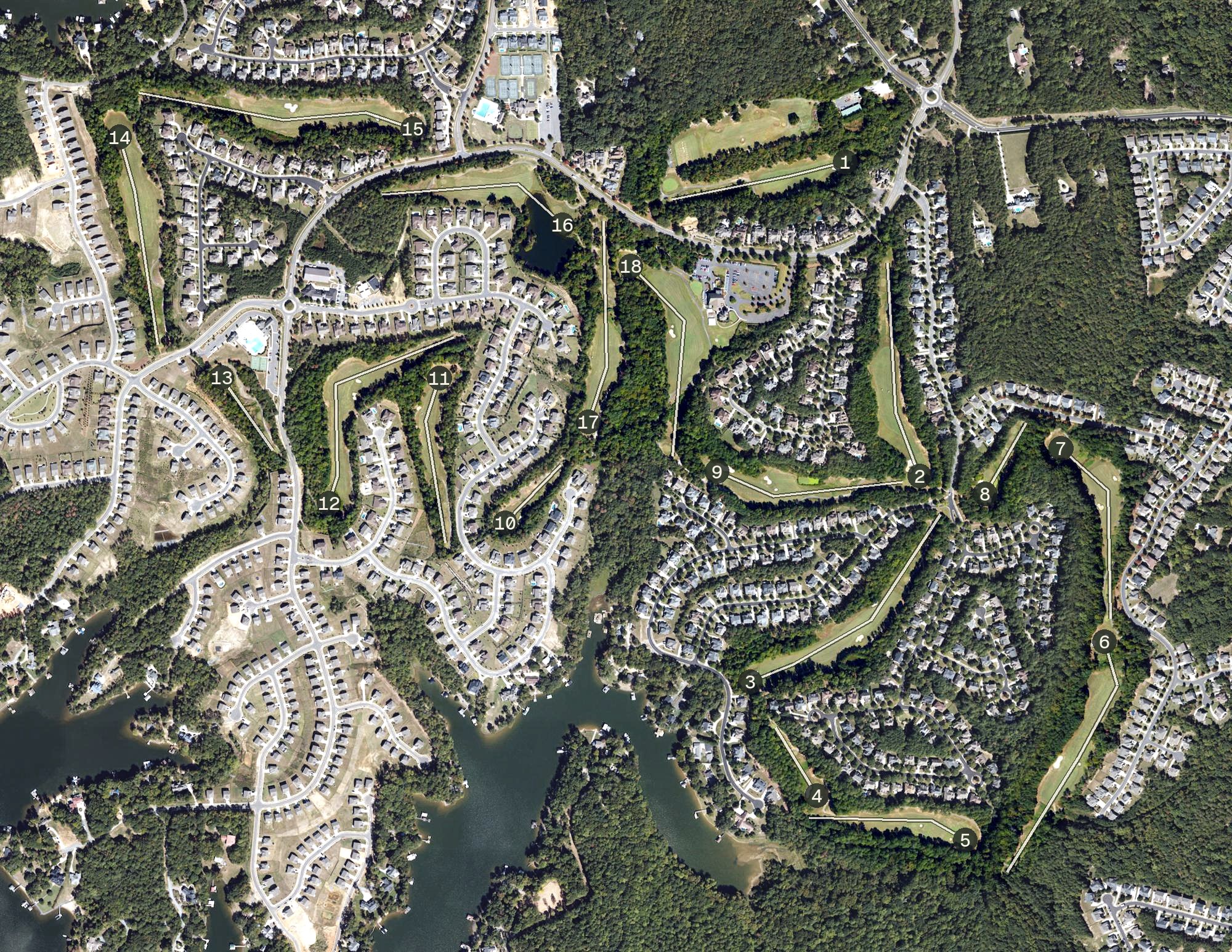 Aerial view of The Palisades Country Club, NC