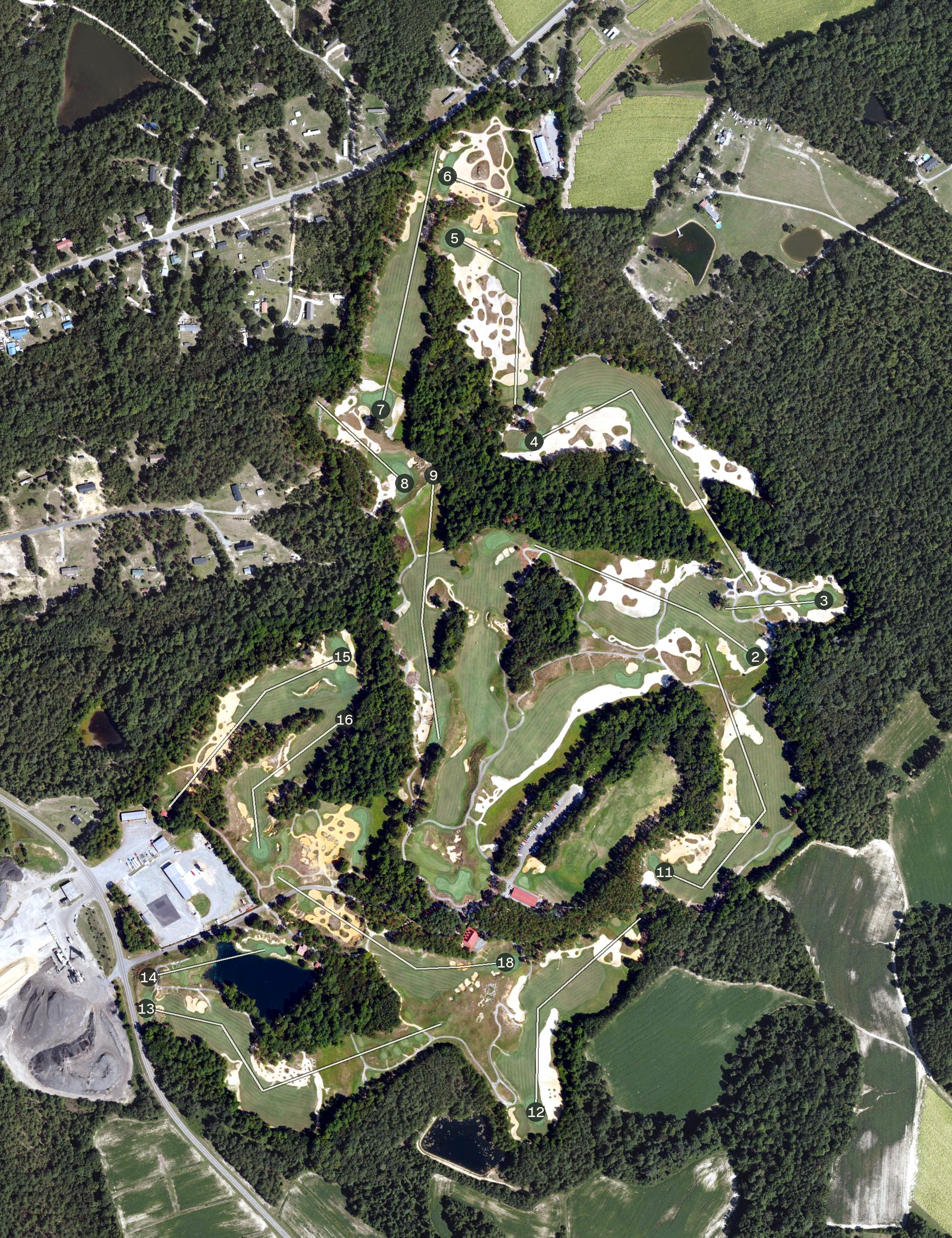 Aerial view of Tobacco Road Golf Club, NC