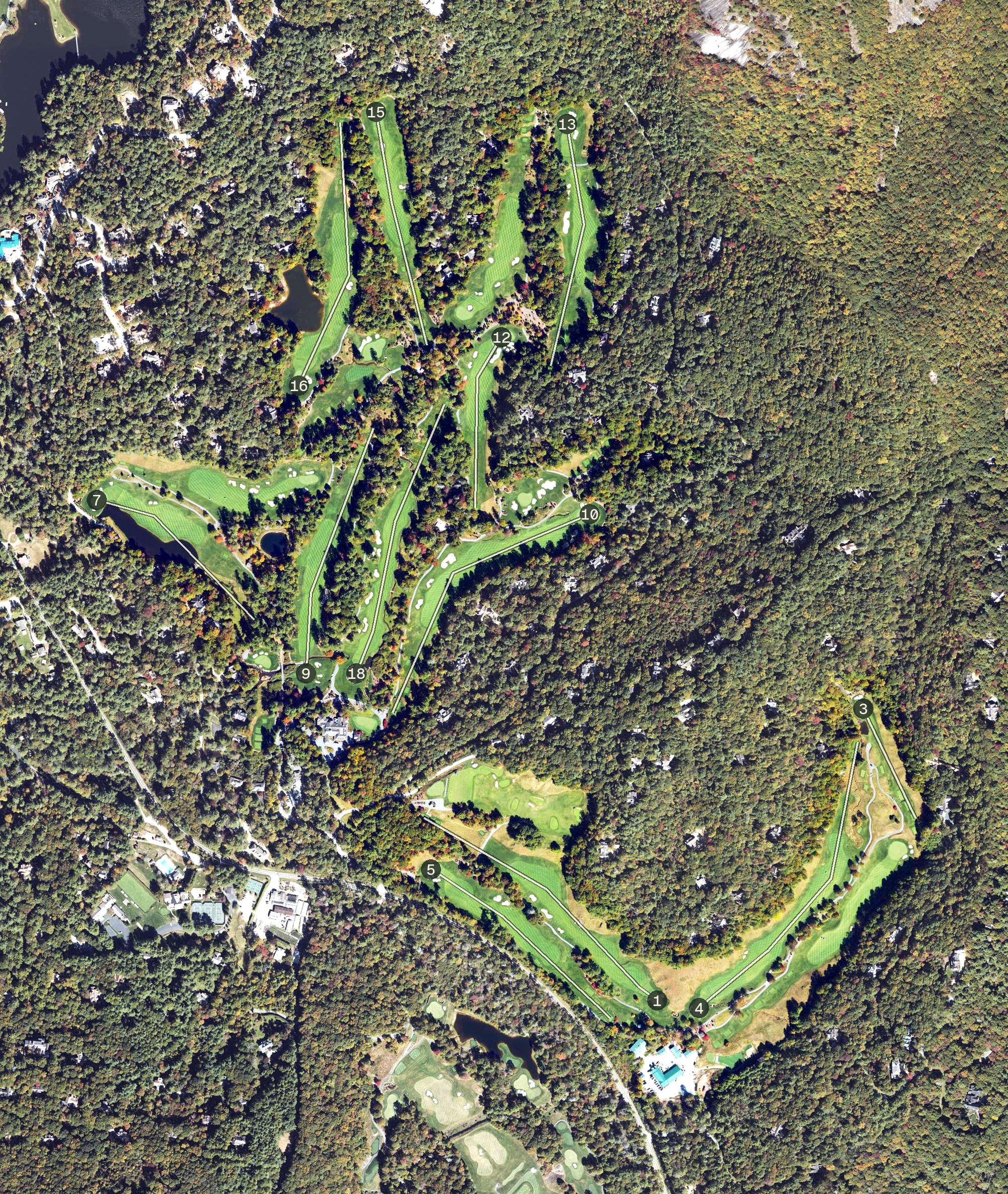 Aerial view of Wade Hampton Golf Club, NC