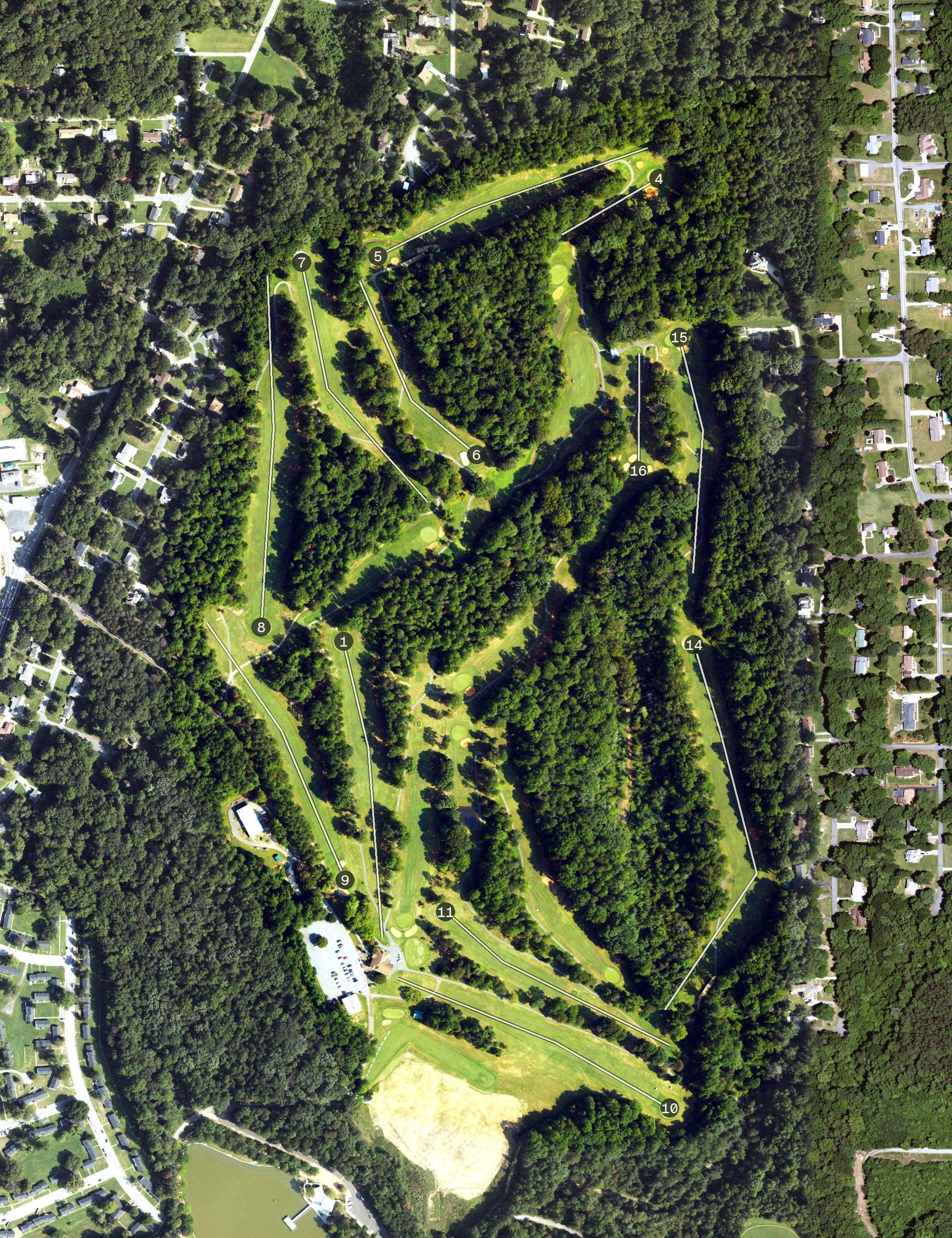 Aerial view of Winston Lake Golf Course, NC
