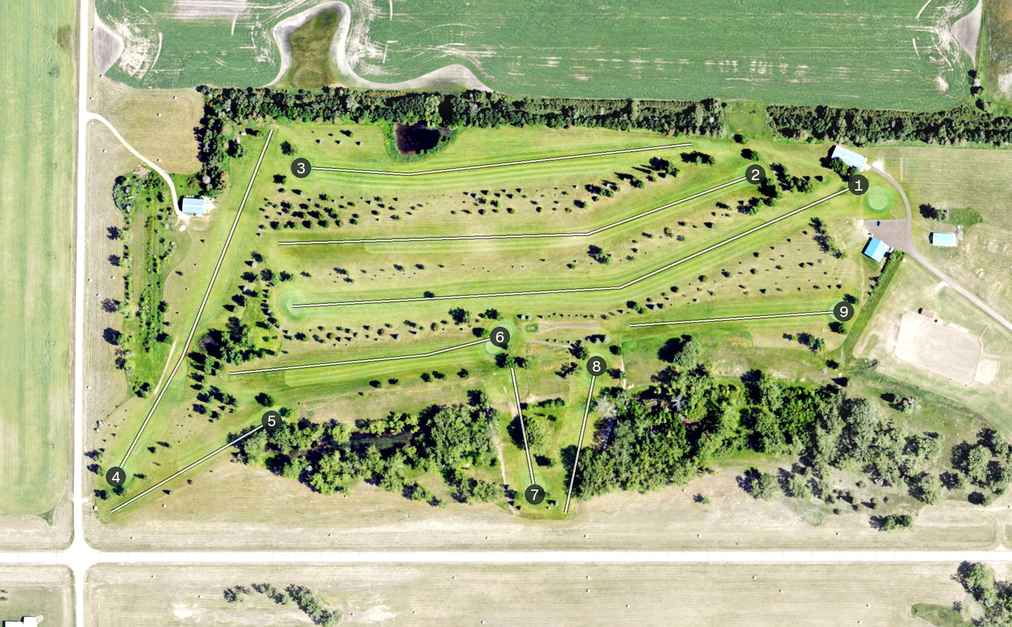 Aerial view of Cottonwood Golf Club, ND