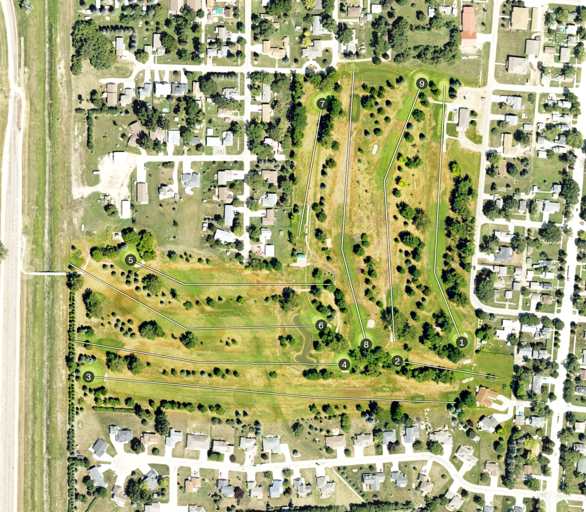 Aerial view of Cottonwood Golf Club, ND