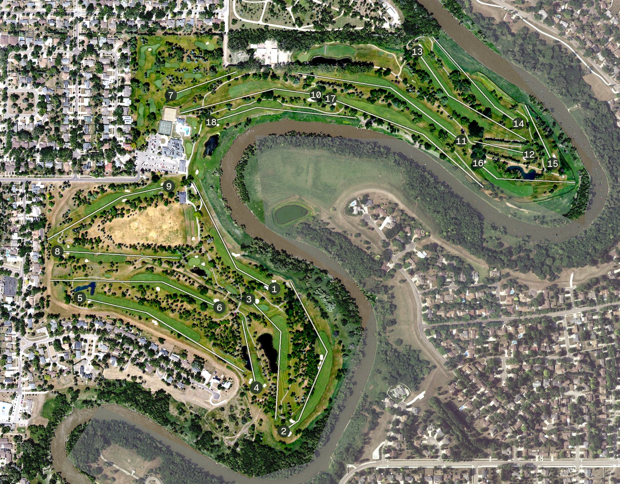 Aerial view of Fargo Country Club, ND