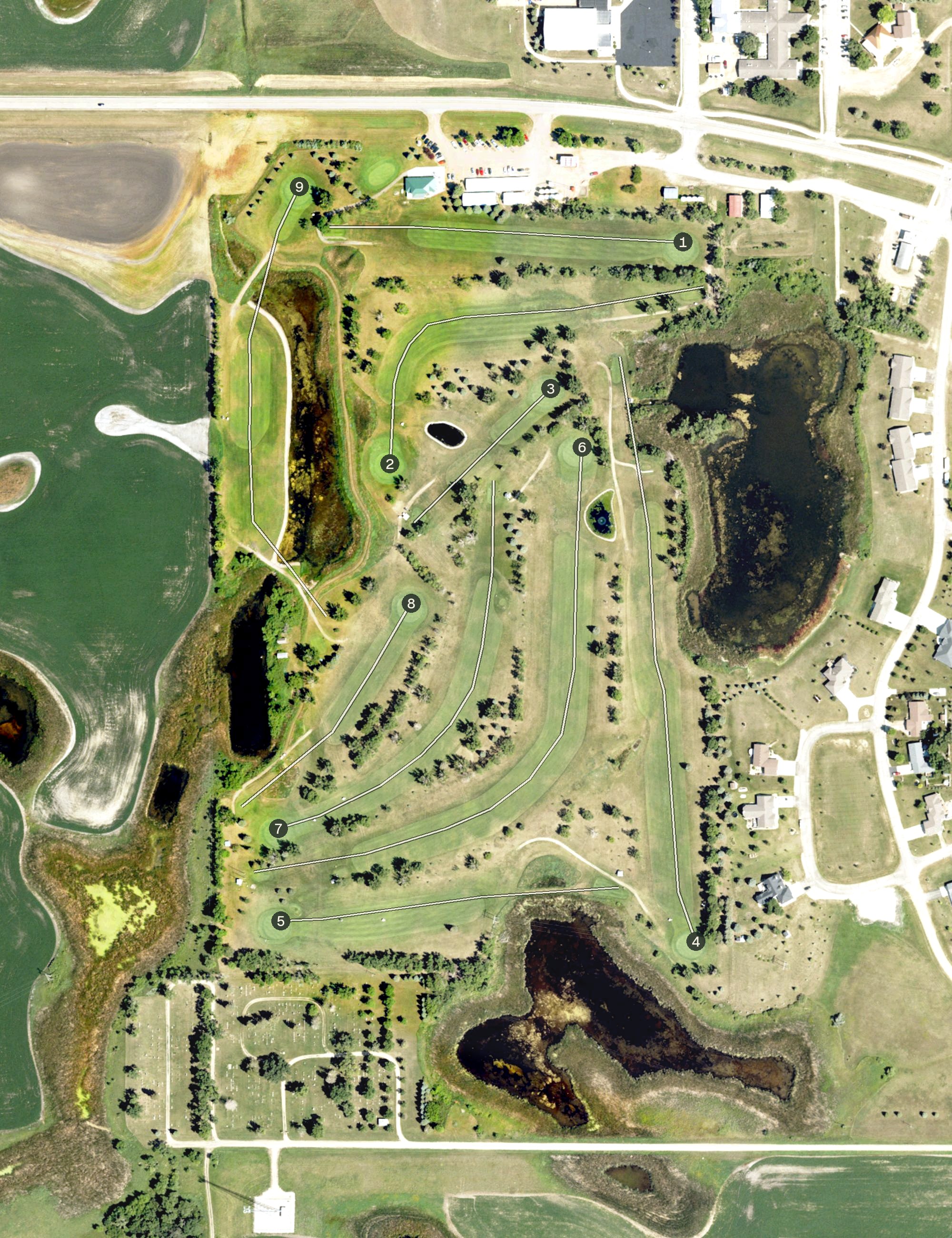 Aerial view of Forman Golf Course, ND