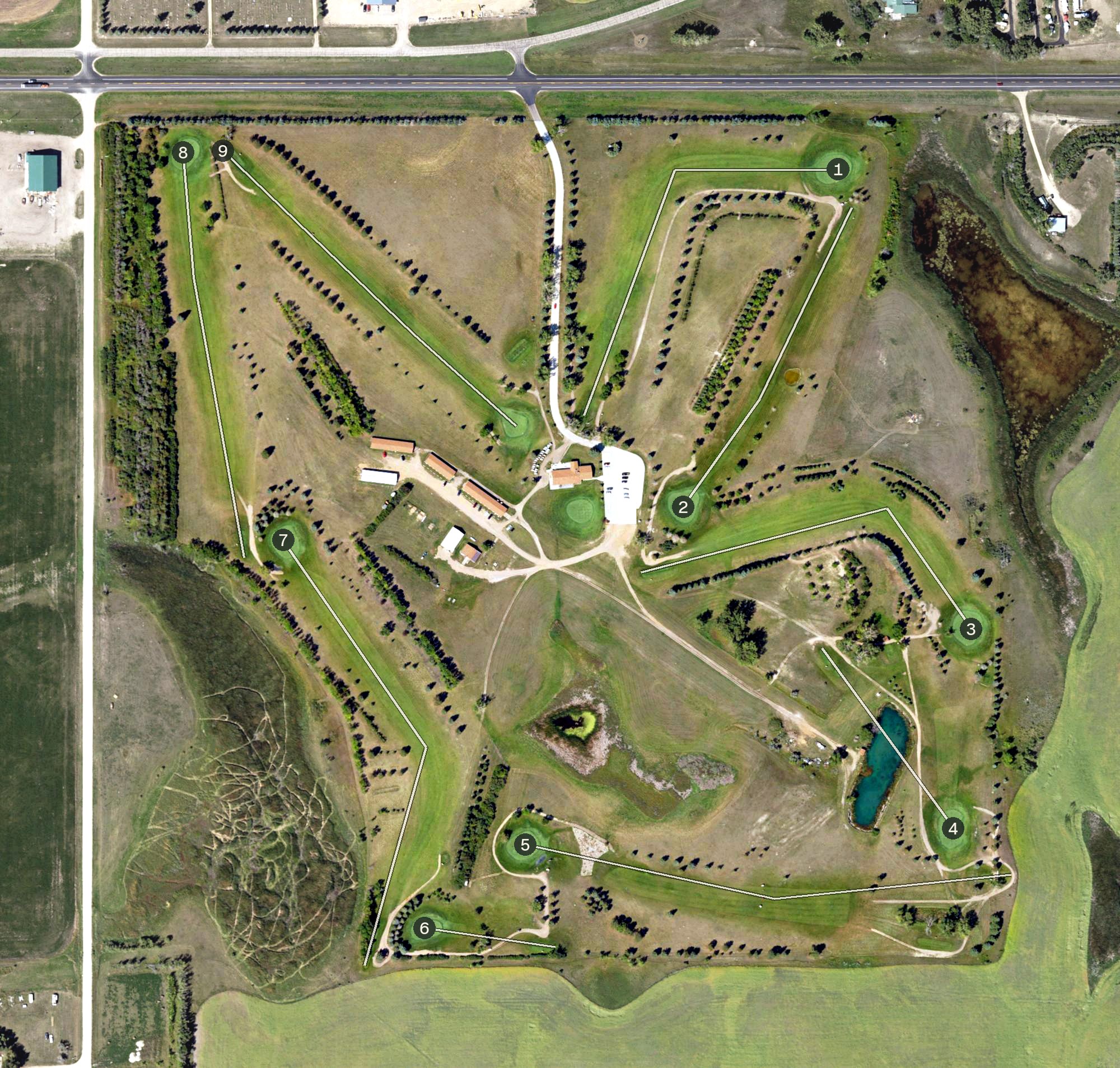 Aerial view of Garrison Golf Club, ND