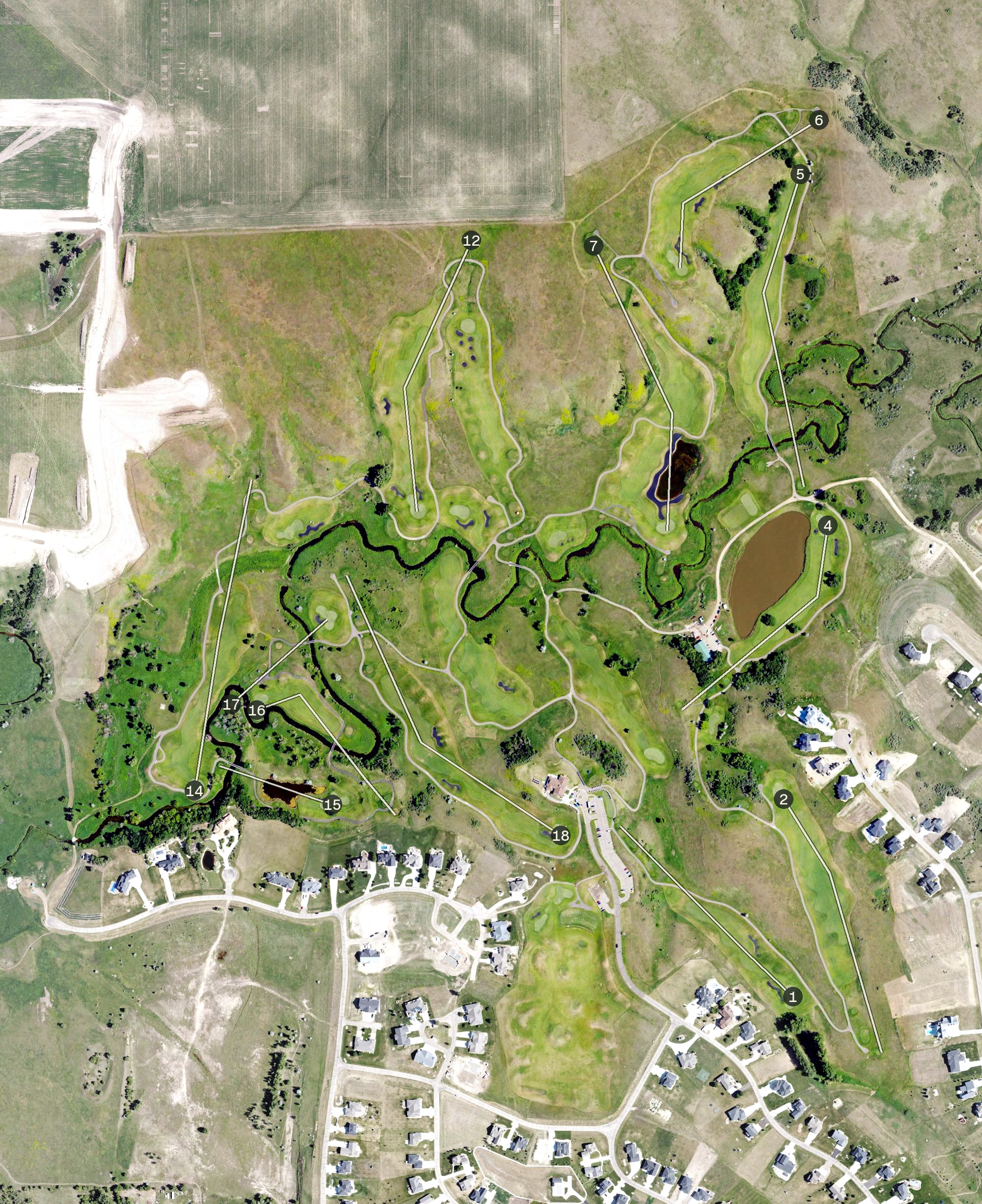 Aerial view of Hawktree Golf Club, ND