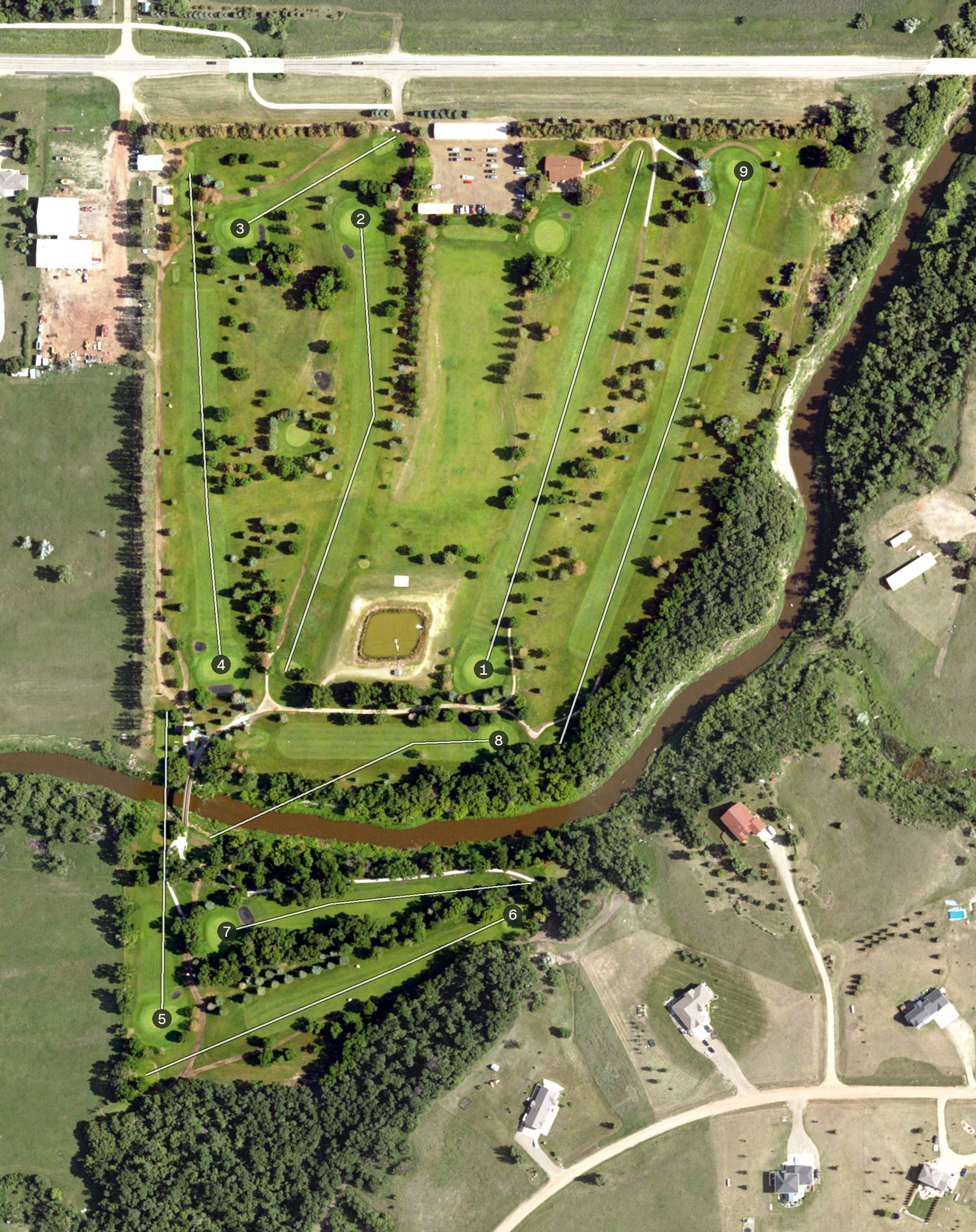 Aerial view of Hazen Golf Course, ND