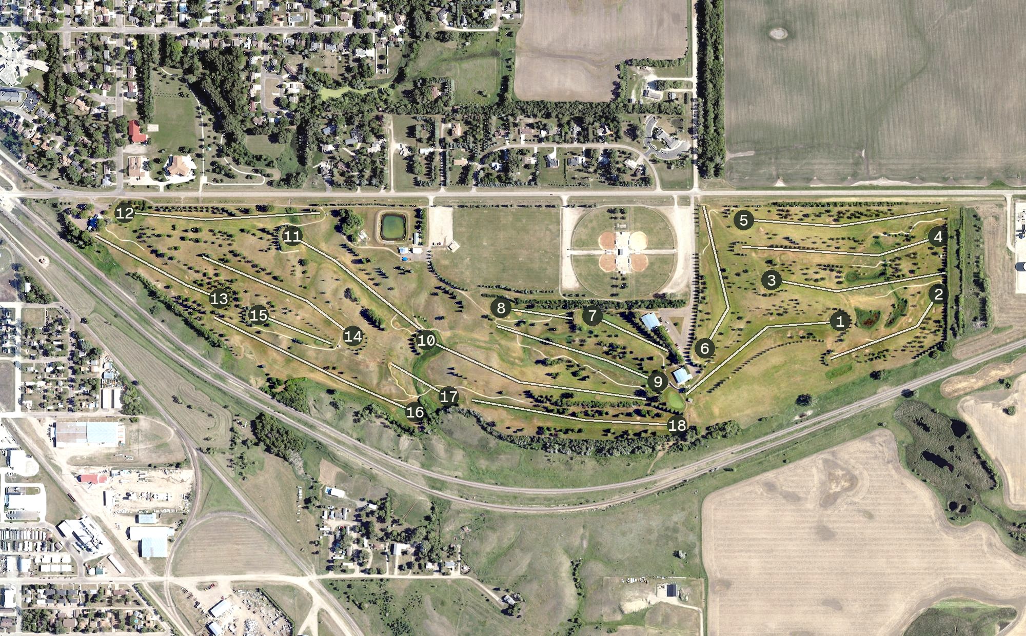 Aerial view of Hillcrest Municiple Golf Course, ND