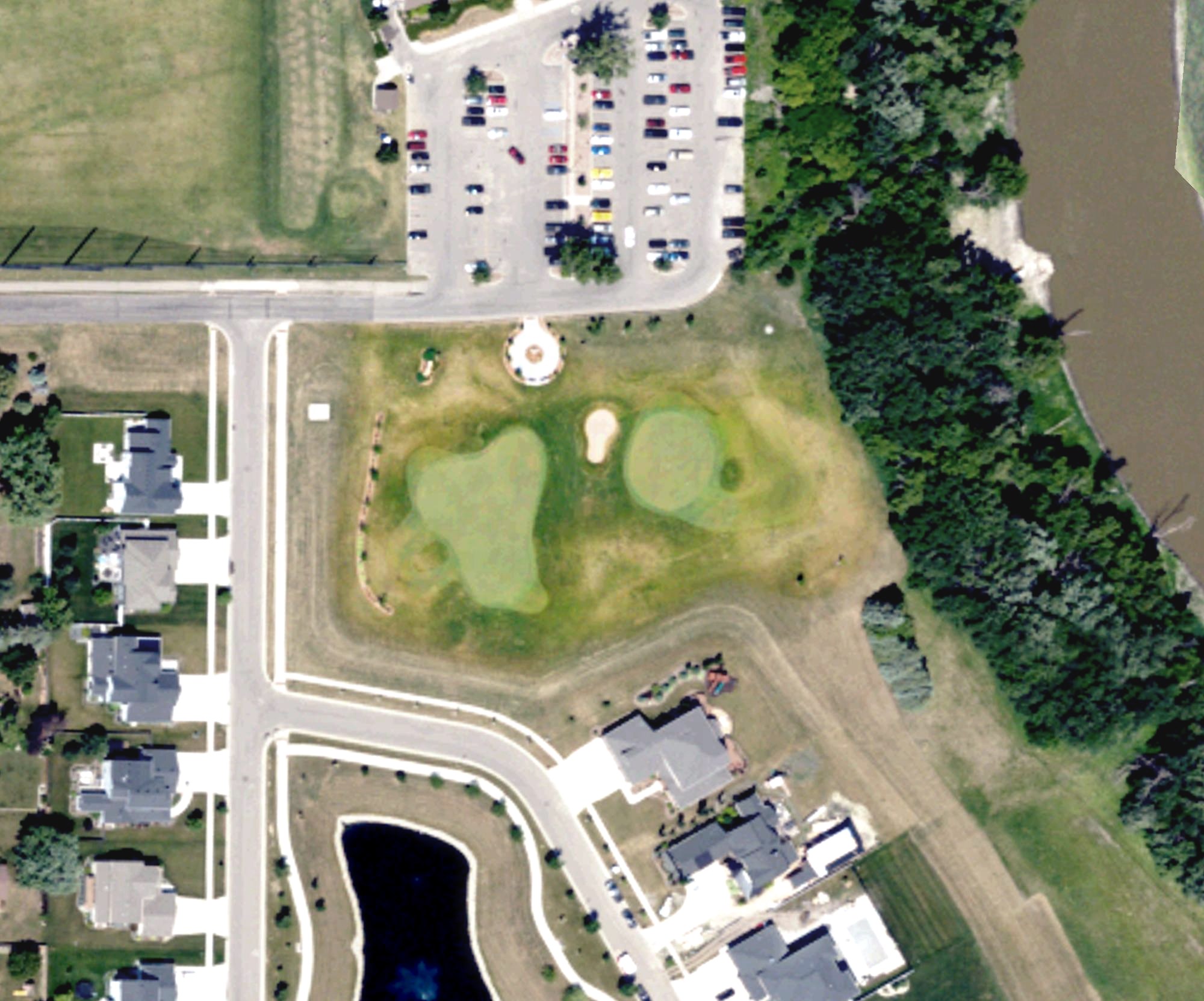 Aerial view of Judge Rodney S. Webb Memorial Golf Park, ND