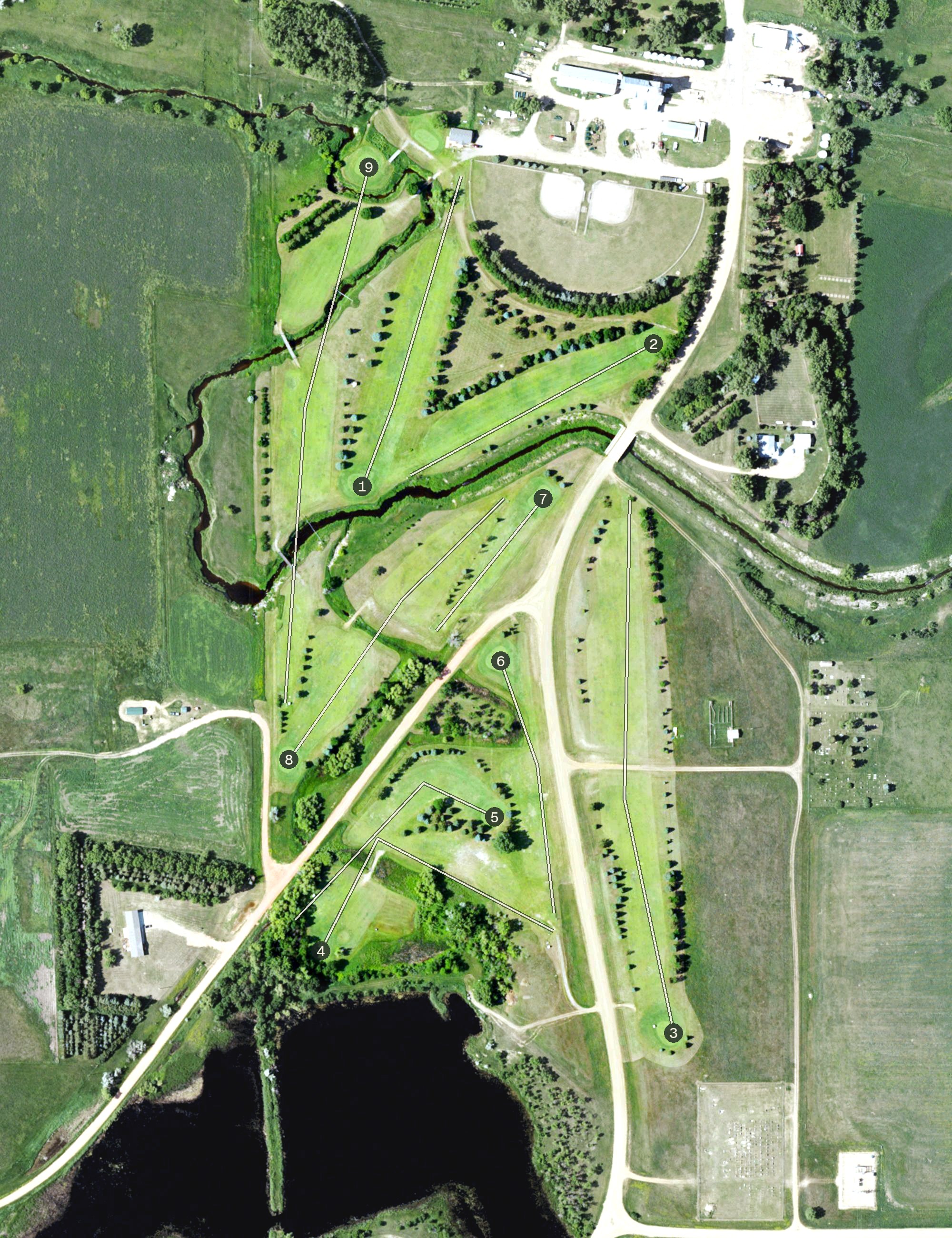 Aerial view of Louse Creek Country Club, ND