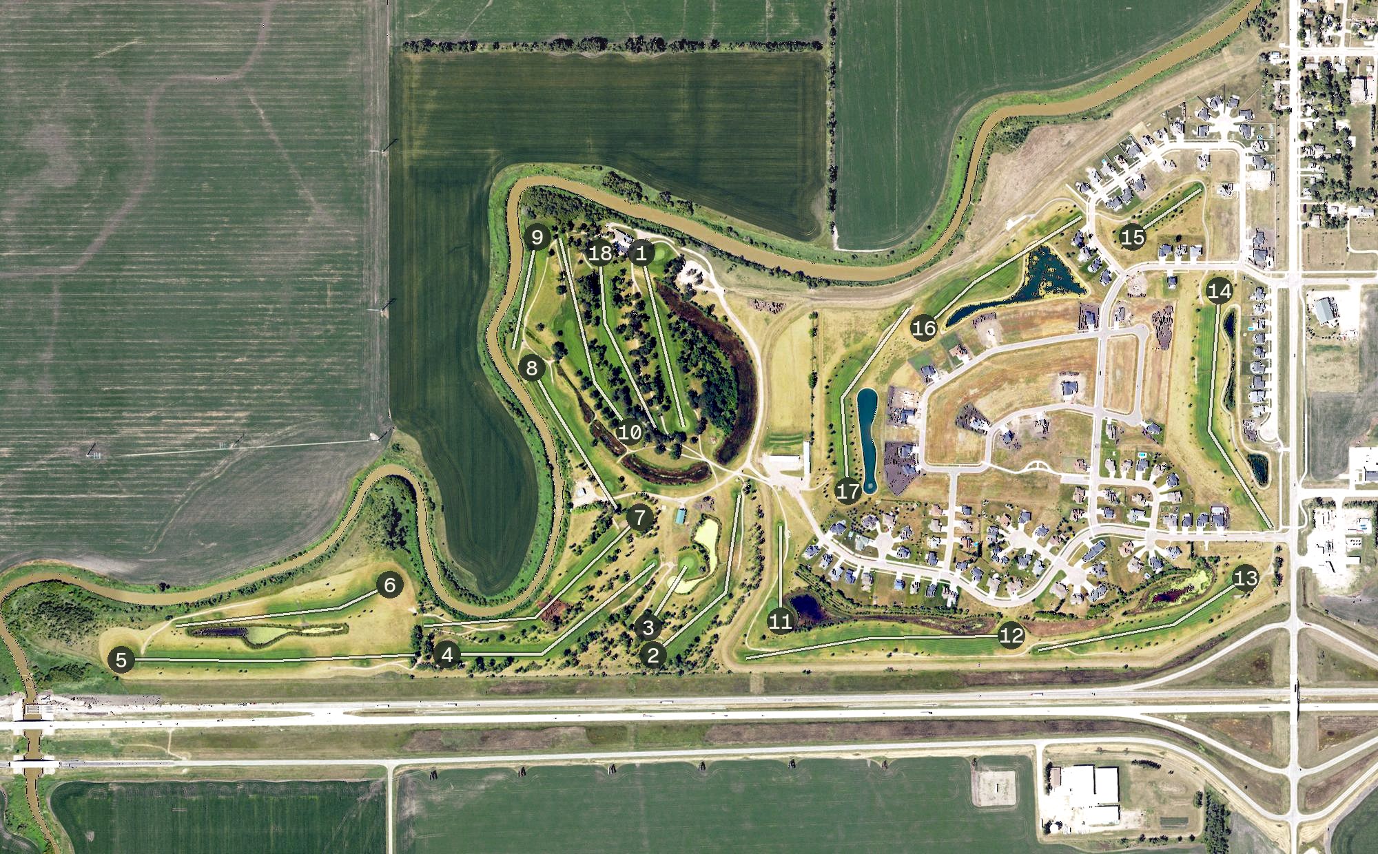 Aerial view of Maple River Golf Club, ND