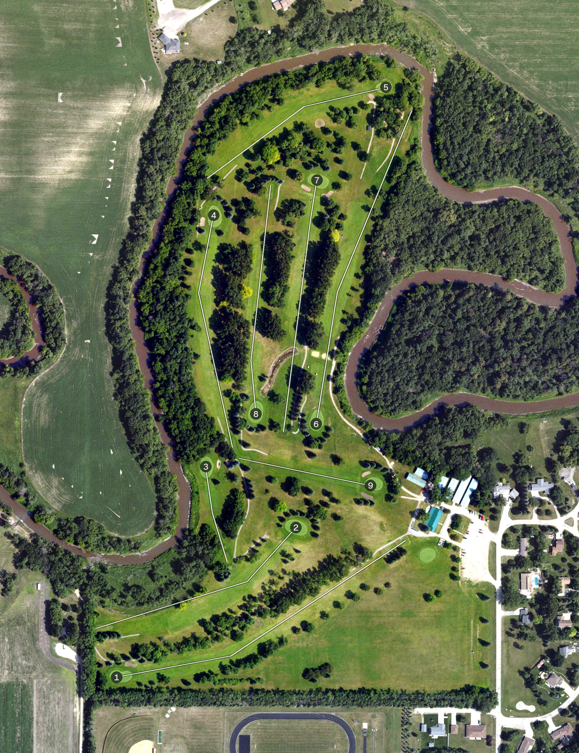 Aerial view of Mayville Golf Club, ND
