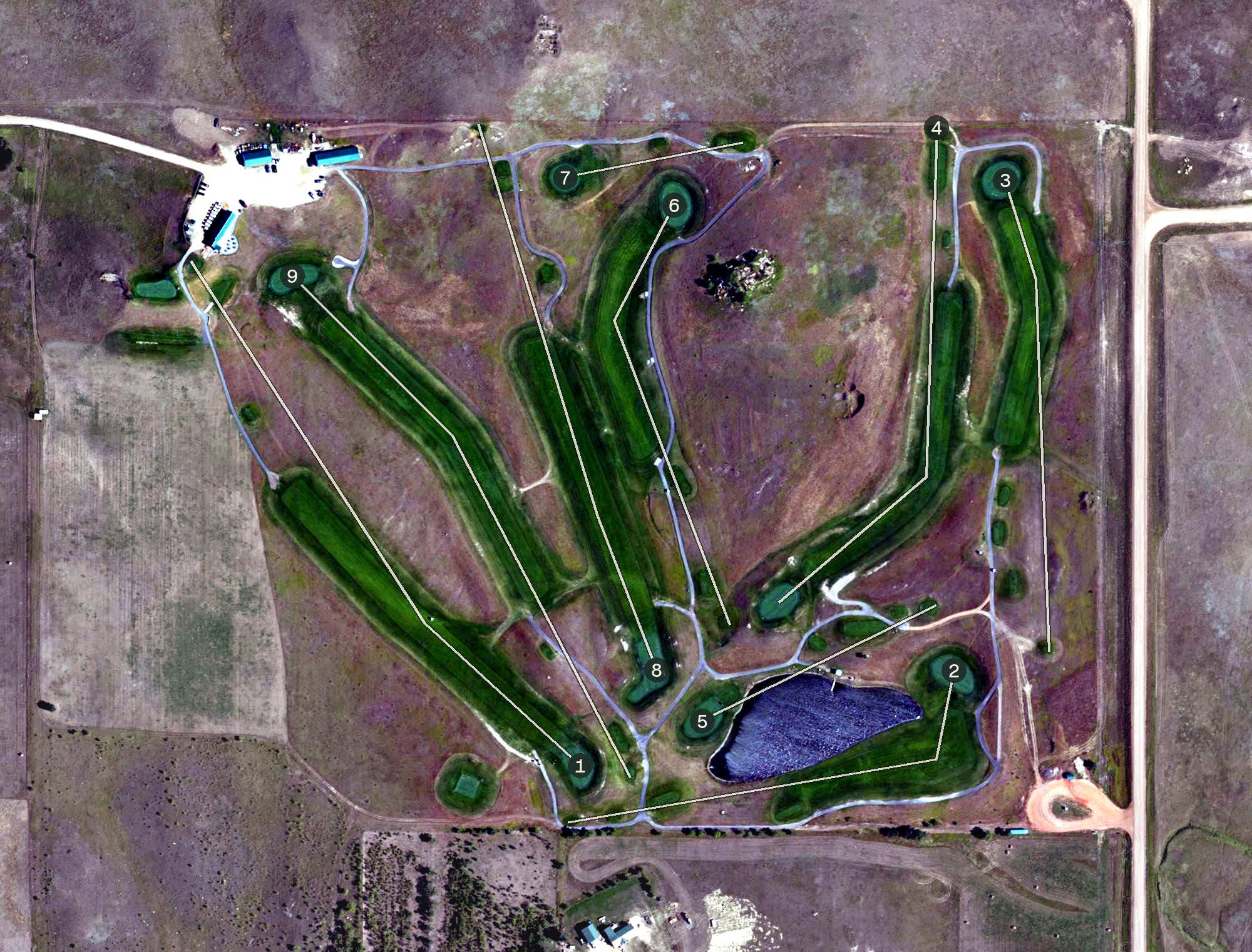 Aerial view of Medicine Hole Golf Course, ND