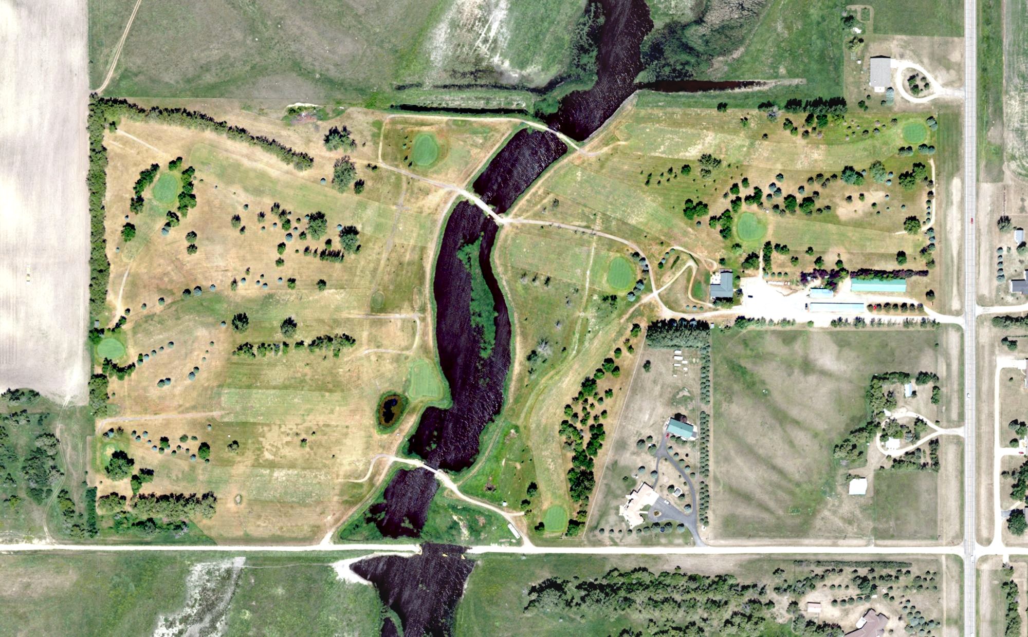 Aerial view of Oakes Golf Club, ND