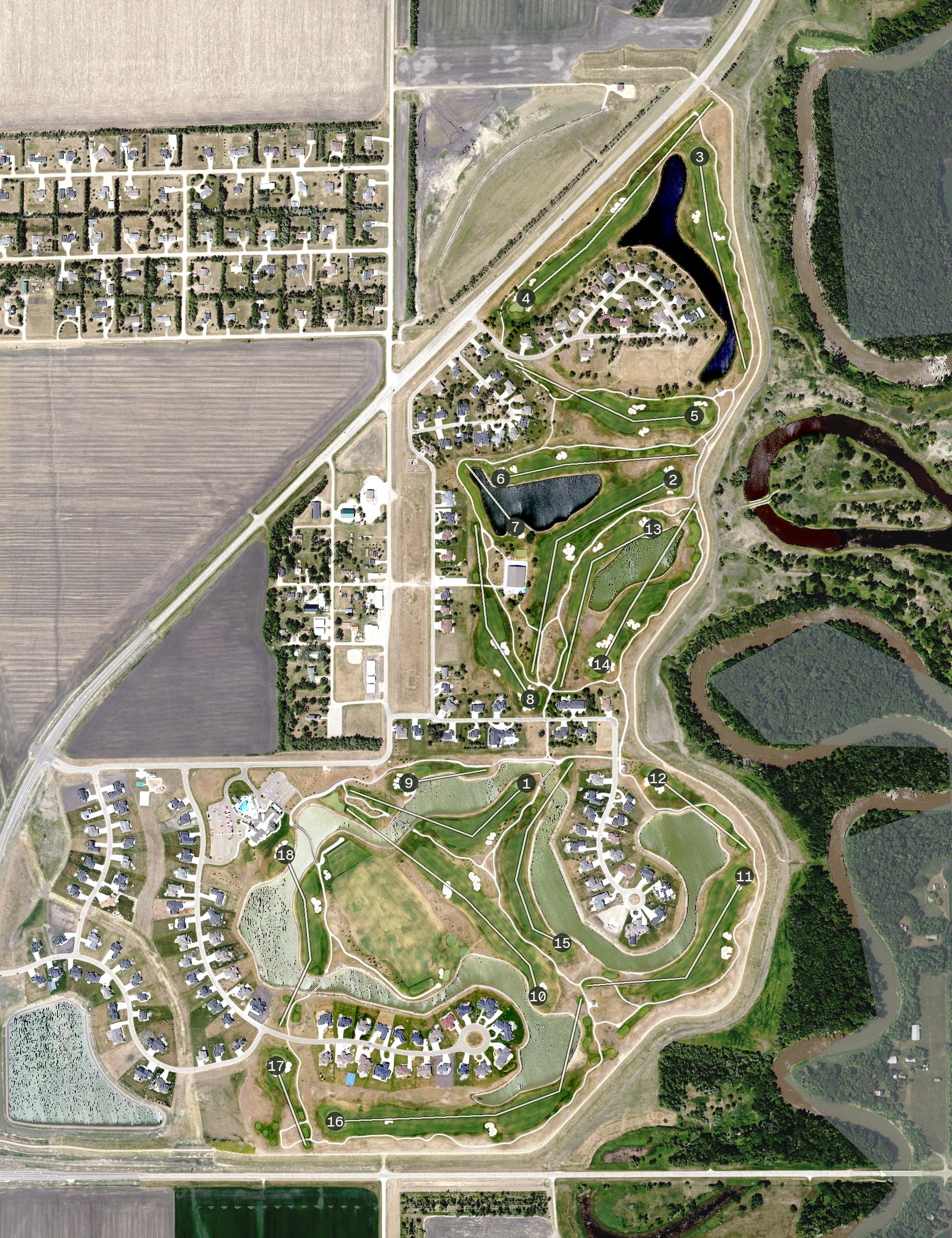 Aerial view of Oxbow Country Club, ND
