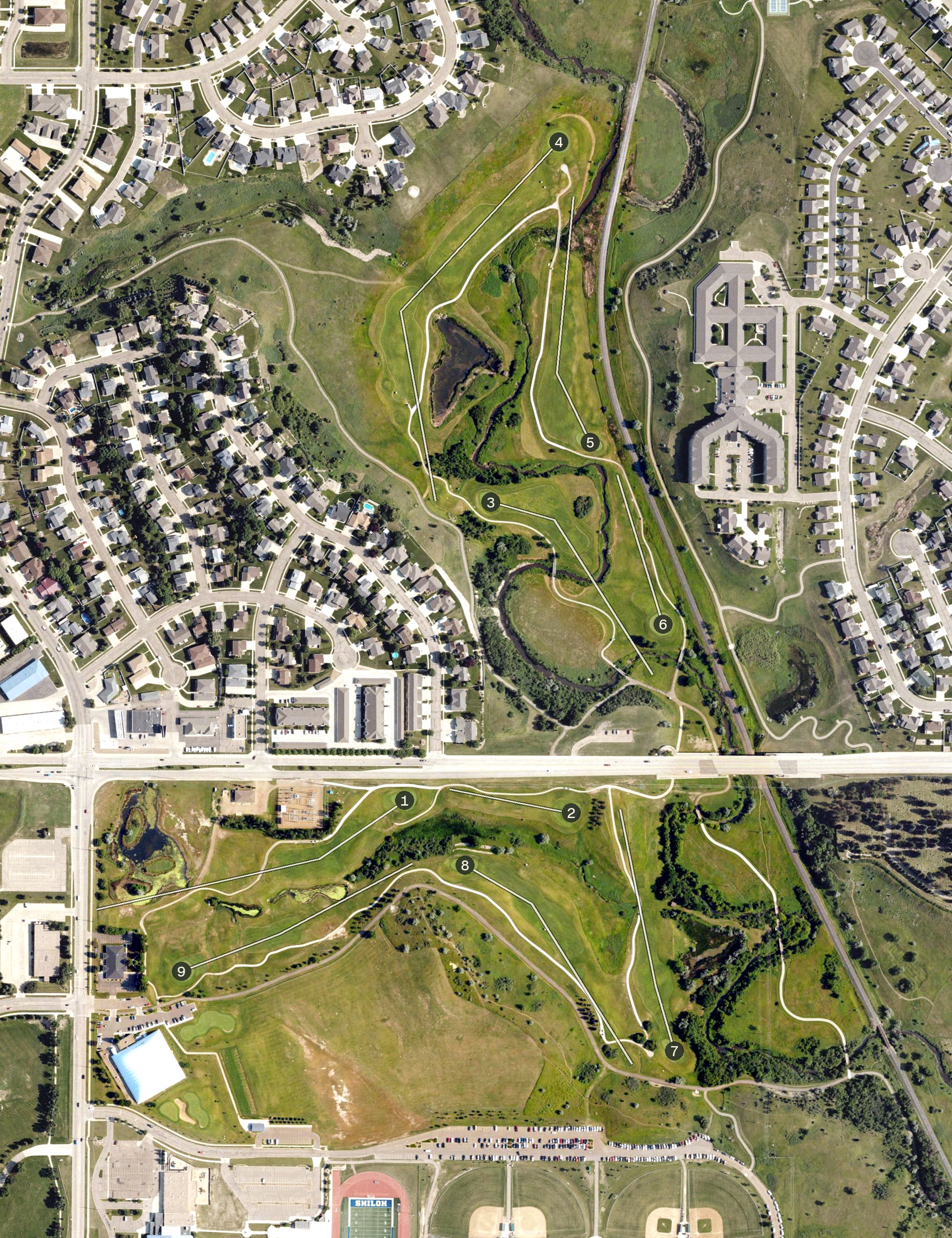 Aerial view of Pebble Creek Golf Course, ND