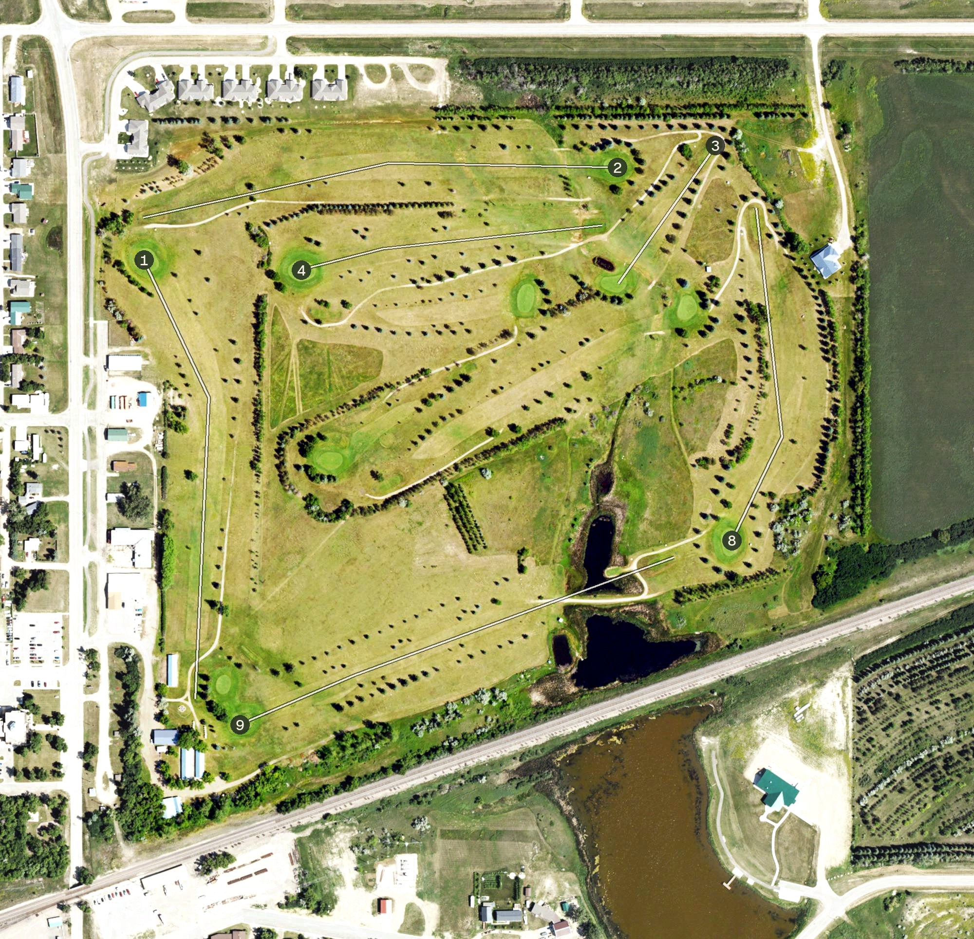 Aerial view of Prairie Rose Golf Course, ND