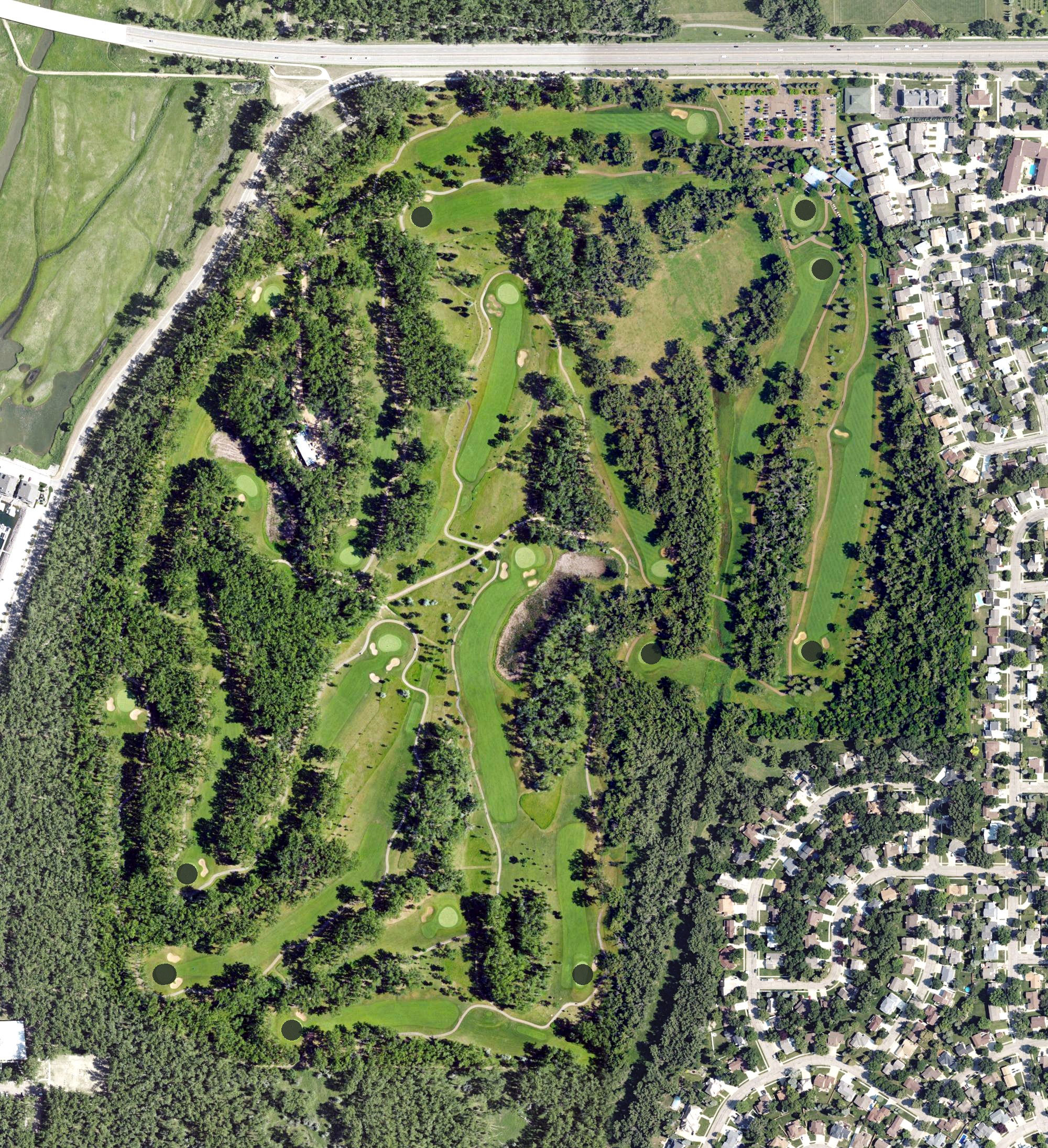 Aerial view of Riverwood Golf Course, ND