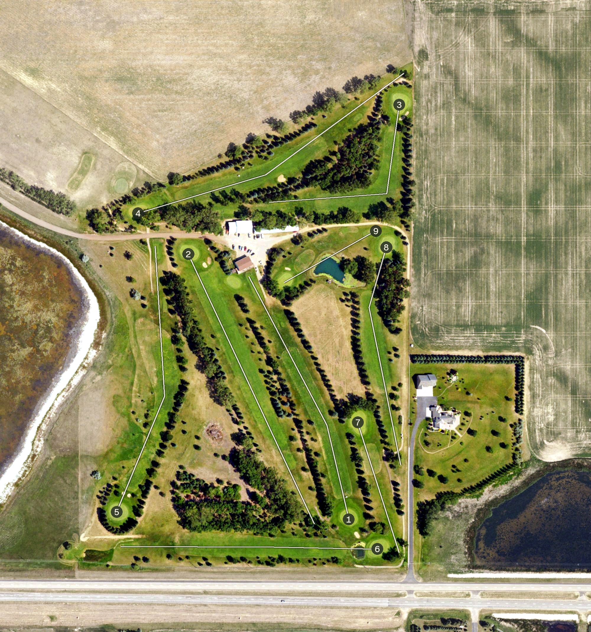 Aerial view of Rugby Country Club, ND