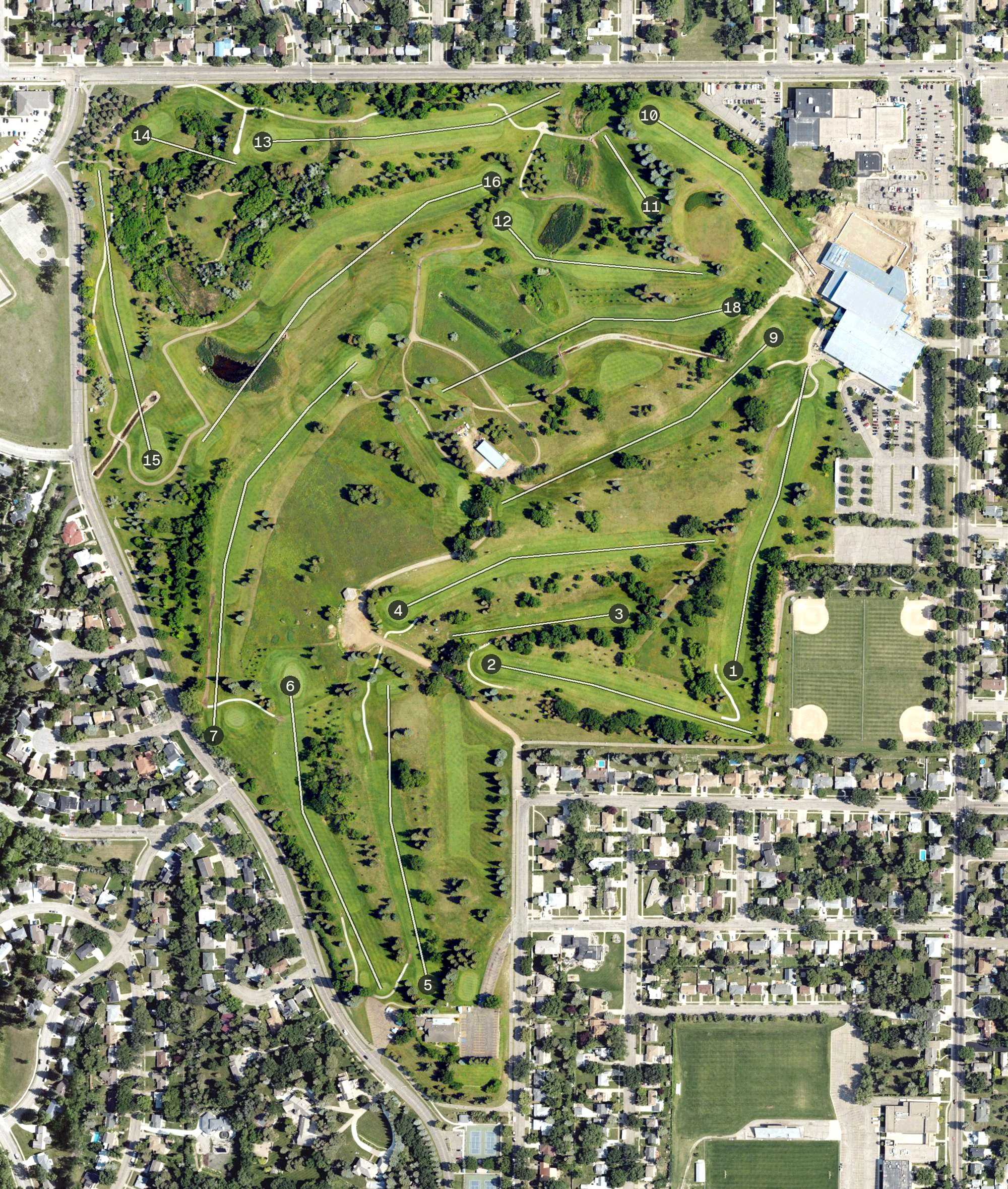Aerial view of Tom O'Leary Golf Course, ND