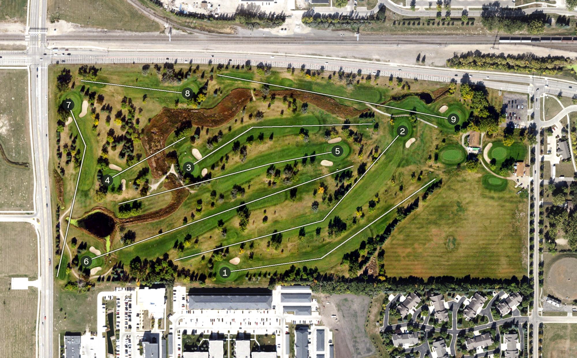 Aerial view of University of North Dakota Golf Course, ND