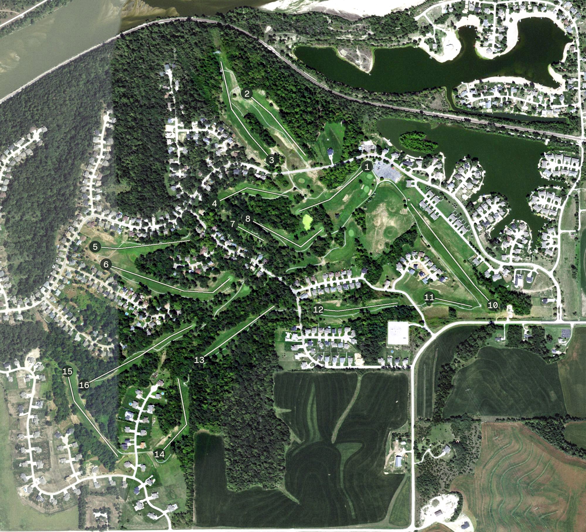 Aerial view of Bay Hills Golf Club, NE