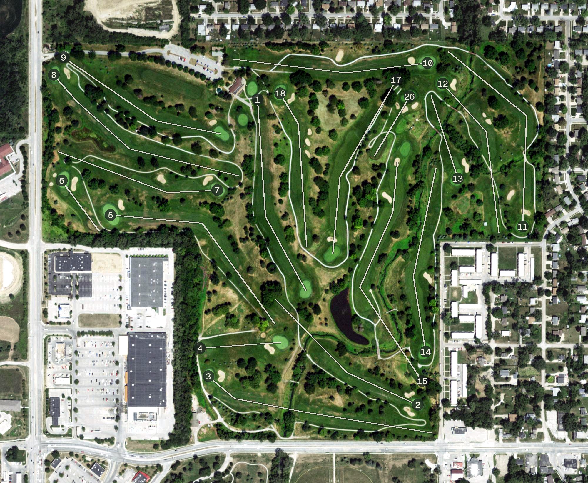 Aerial view of Benson Park Golf Course, NE