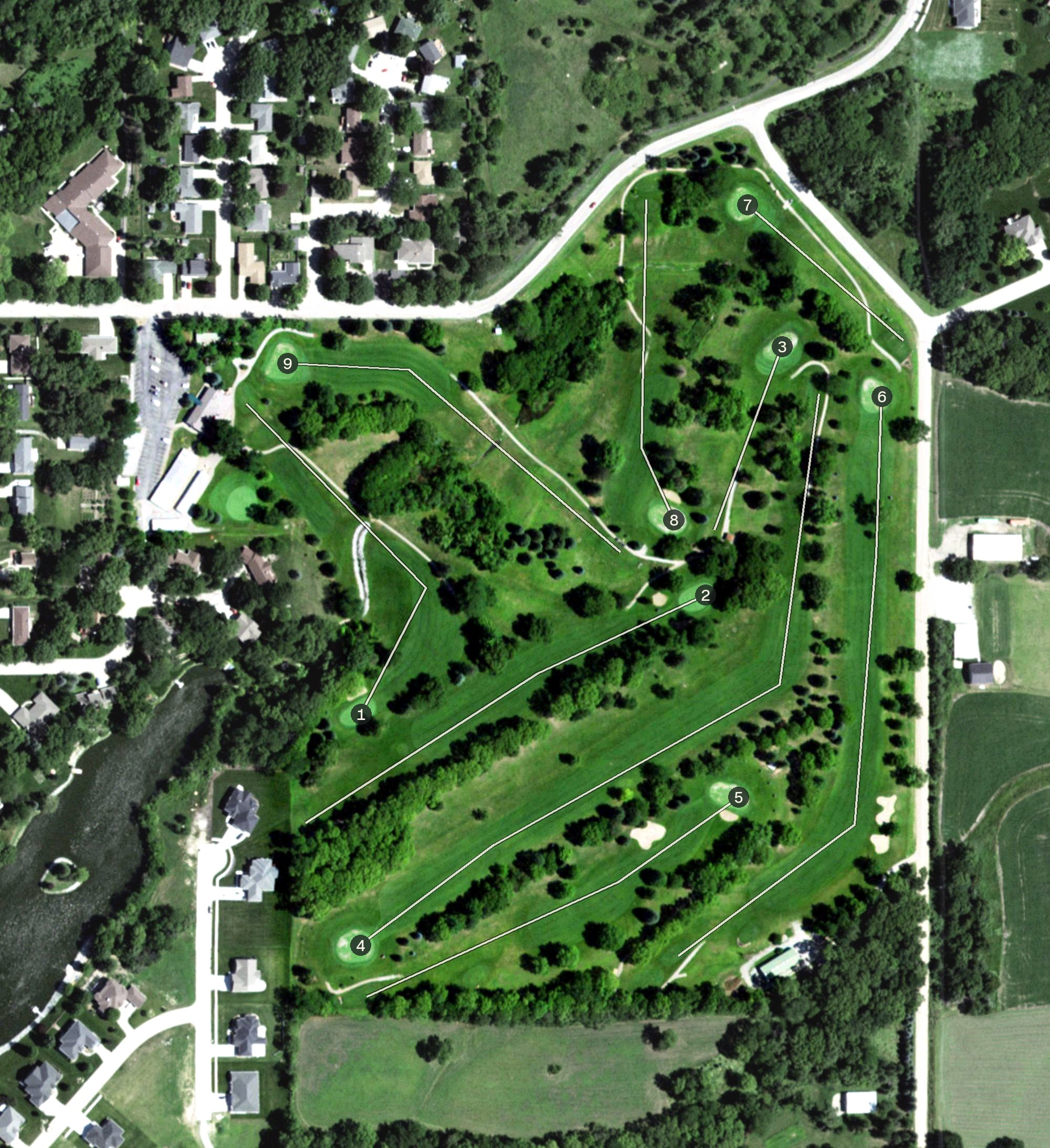 Aerial view of College Heights Country Club, NE