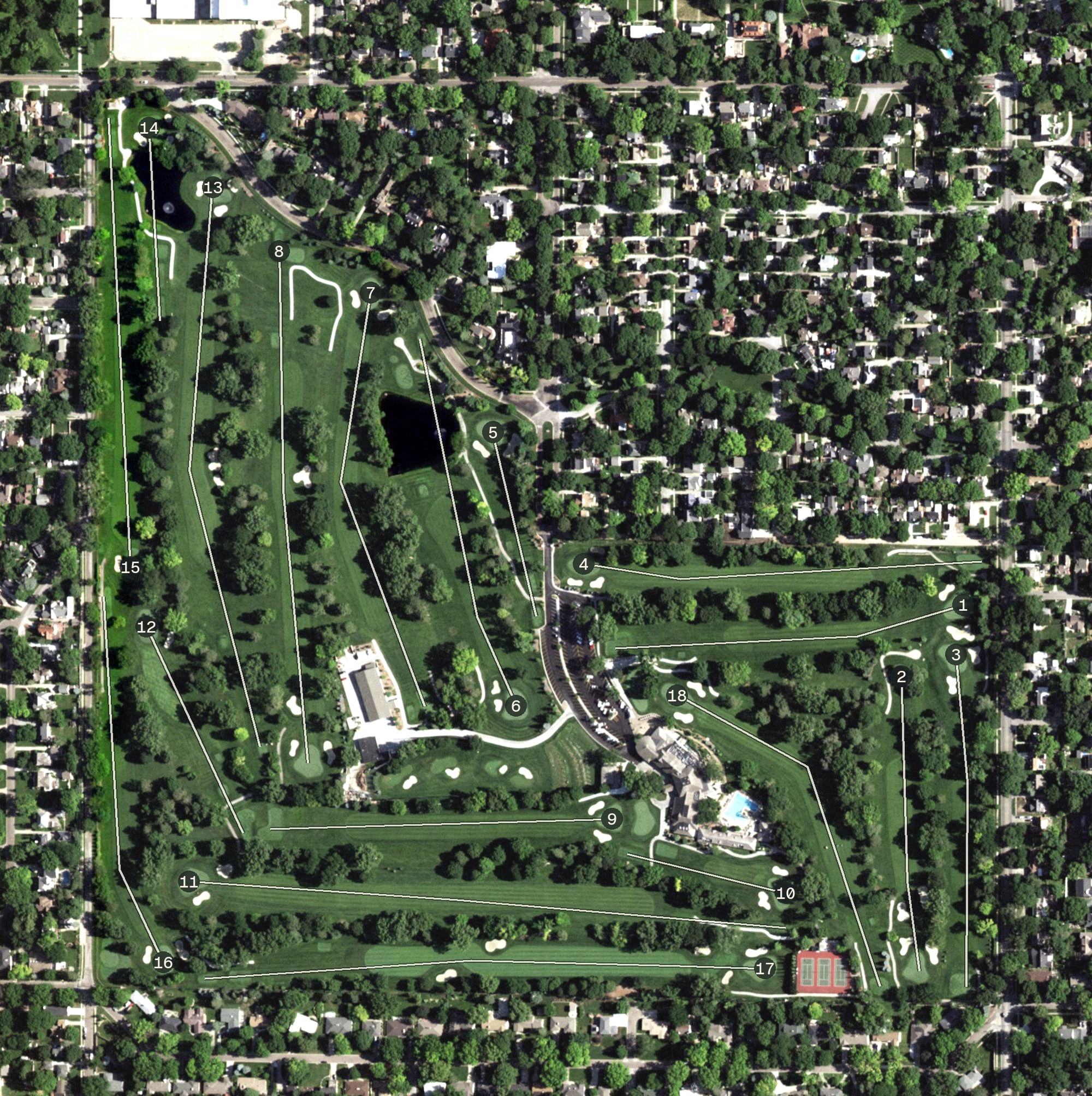 Aerial view of Country Club of Lincoln, NE
