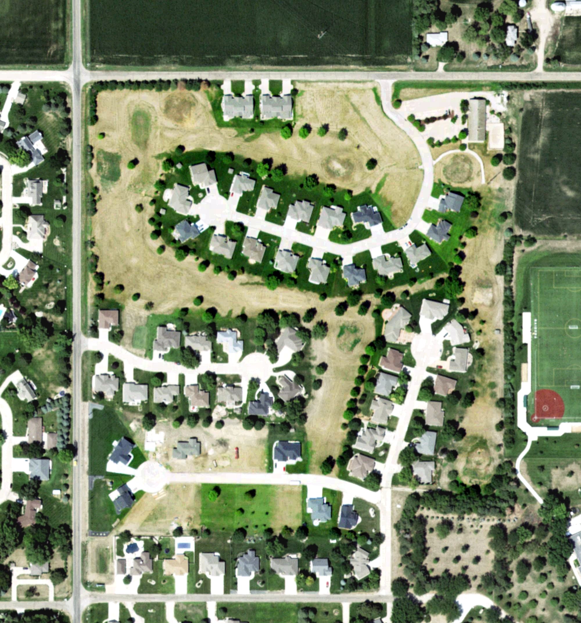 Aerial view of Country Shadows Golf Course, NE