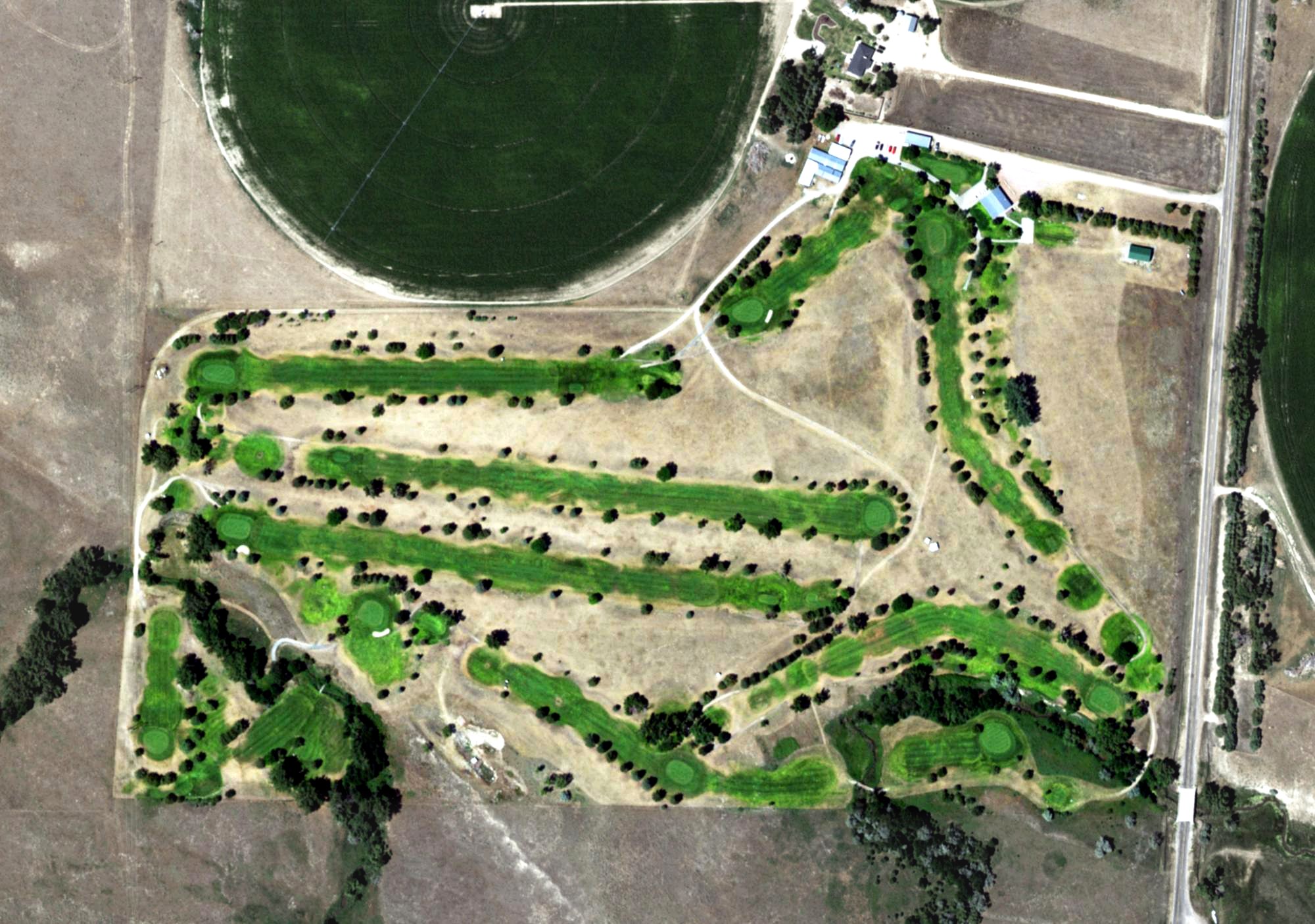 Aerial view of Courthouse and Jail Rock Golf Course, NE