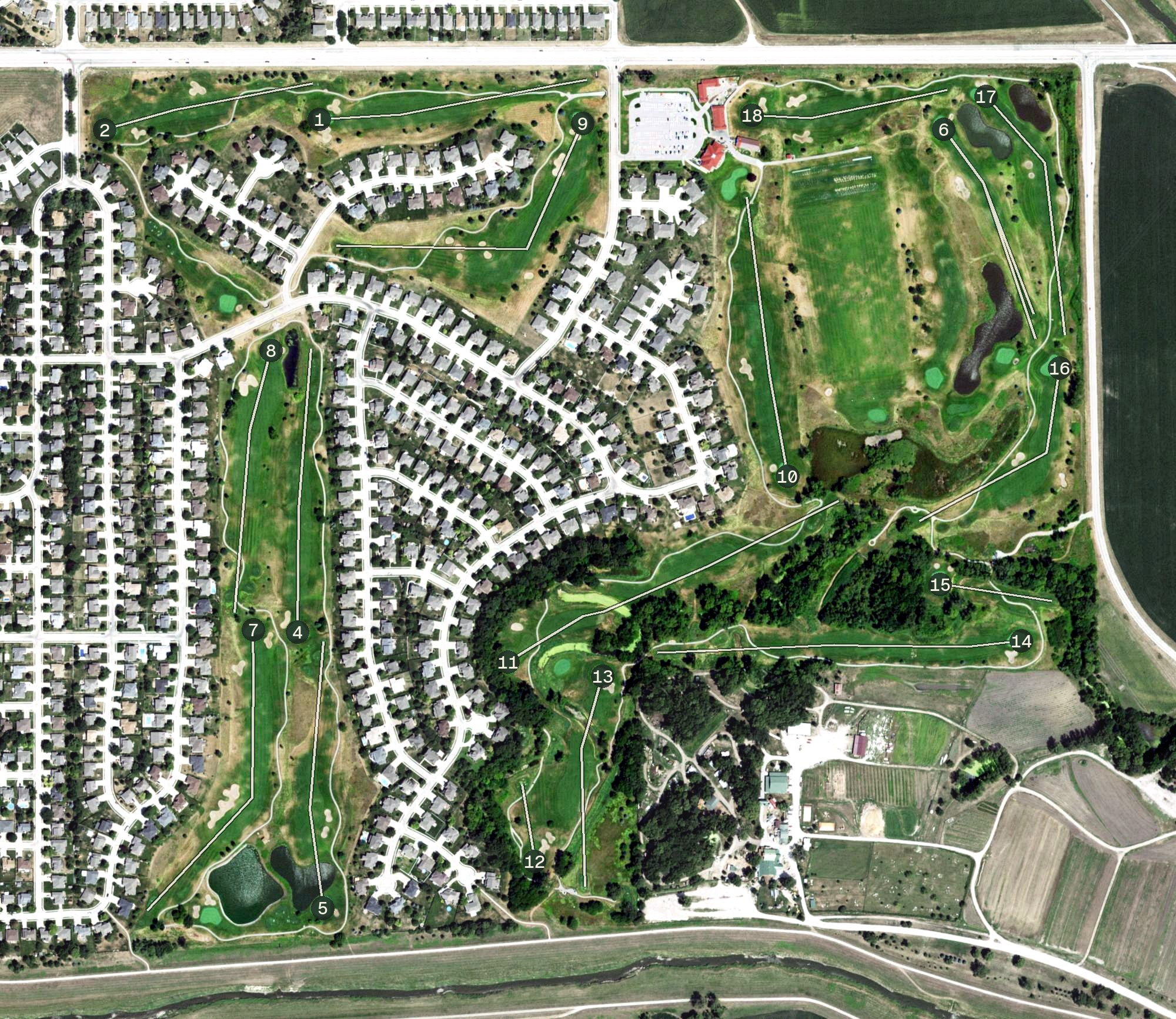 Aerial view of Eagle Hills Golf Course, NE