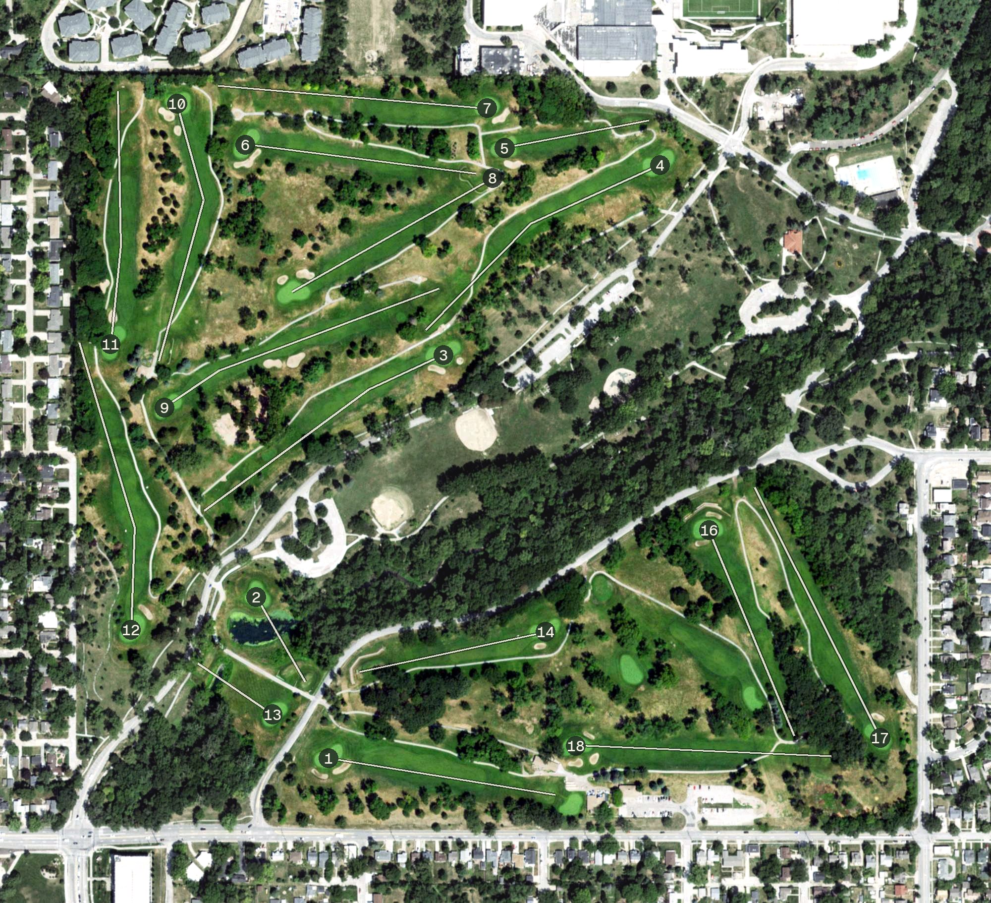 Aerial view of Elmwood Park Golf Course, NE