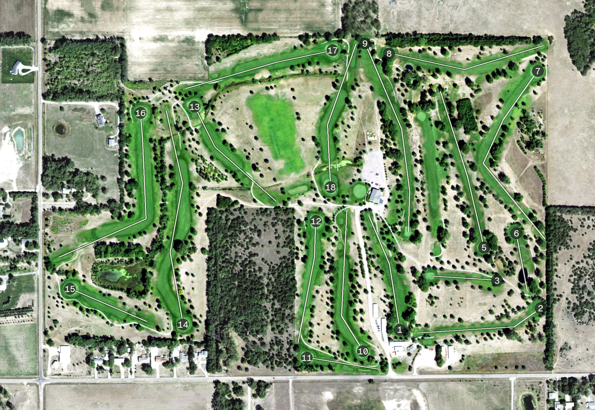Aerial view of Fair Play Golf Course, NE