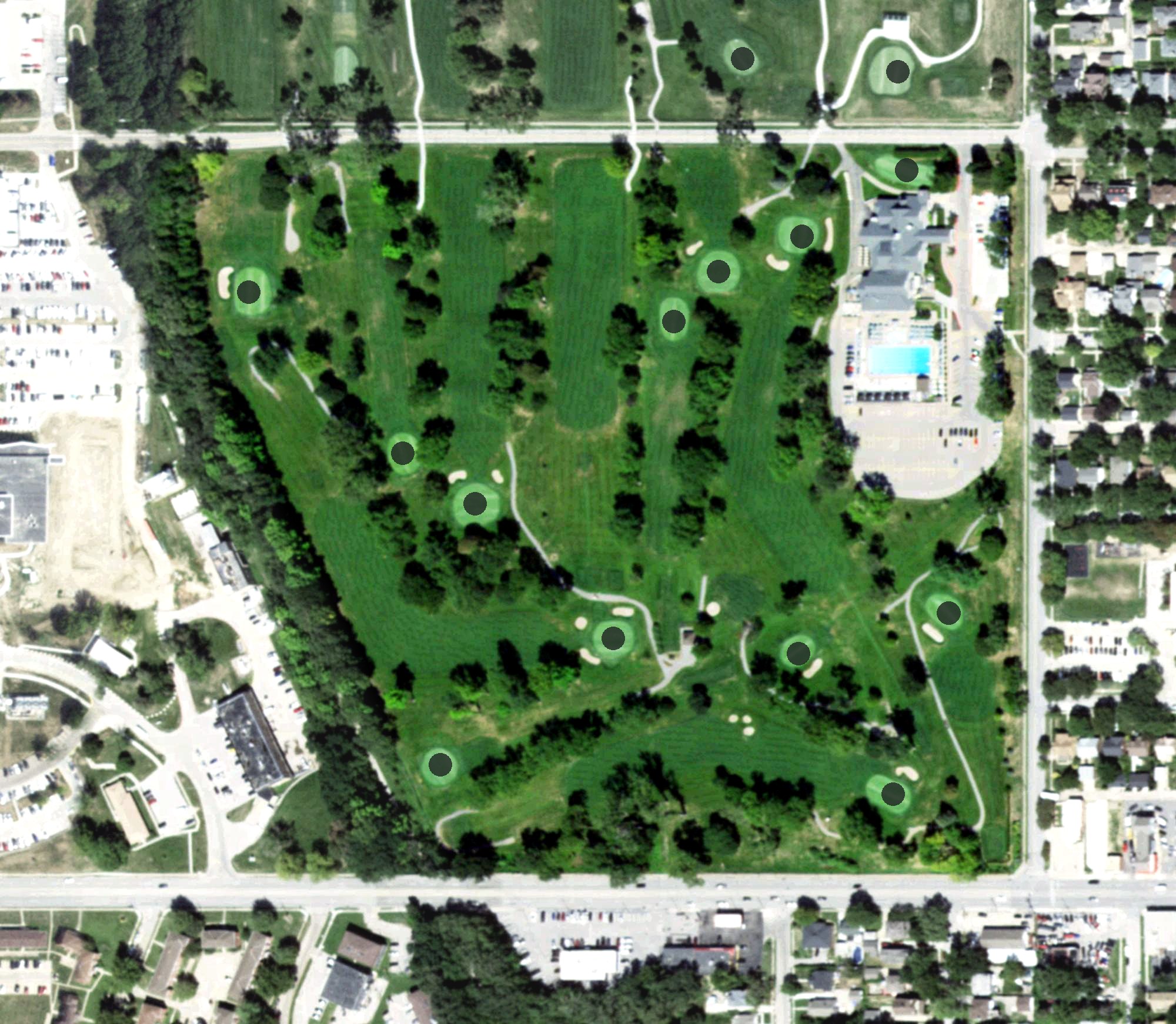 Aerial view of Field Club of Omaha (south), NE